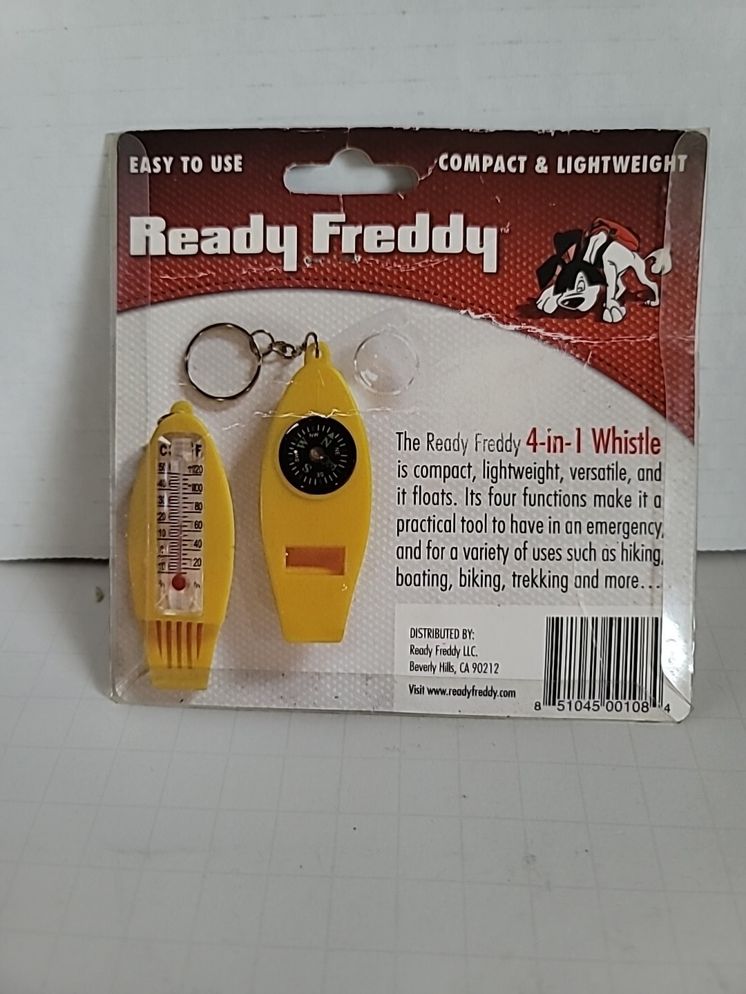 Ready Freddy 4 in 1 Signal Whistle in trouble w/ thermometer,compass,magnifier