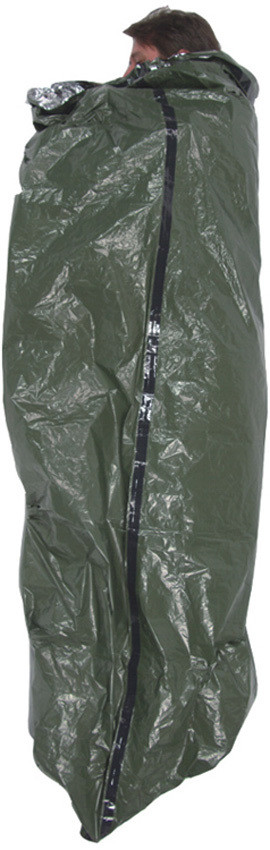 Ndur Emergency Survival Bag Olive Drab/Silver. Made of strong metalized material
