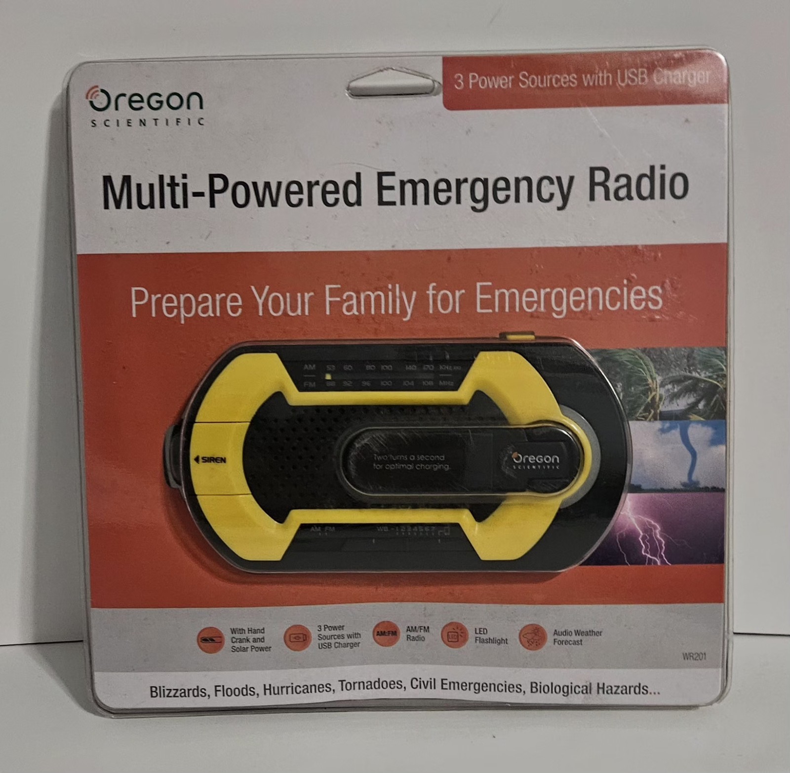 Multi-Powered Handheld Emergency Weather Radio Sealed (Oregon Scientific WR201)