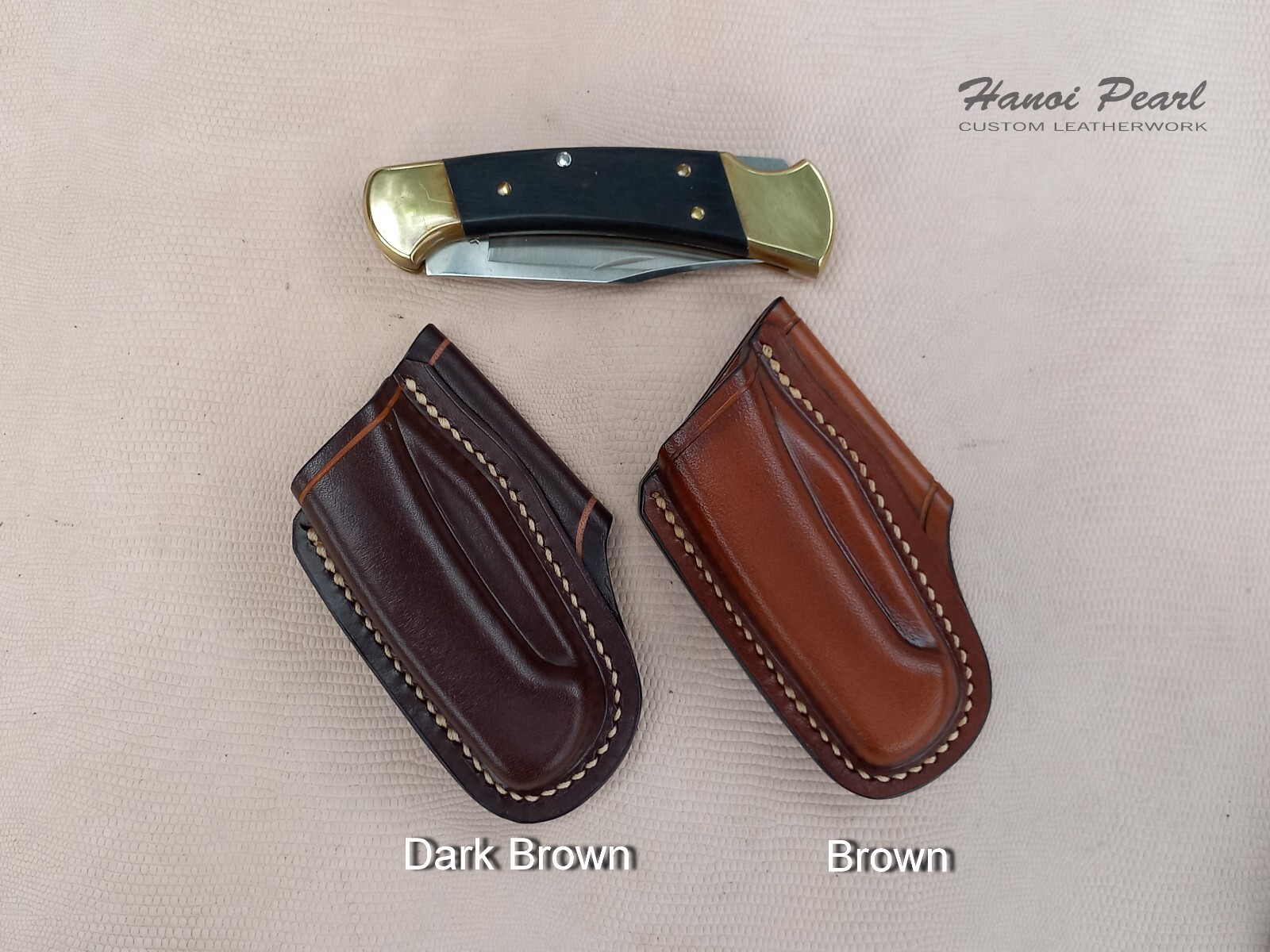 Custom Left Handed Scout Carry Leather Sheath for Buck 112 Ranger