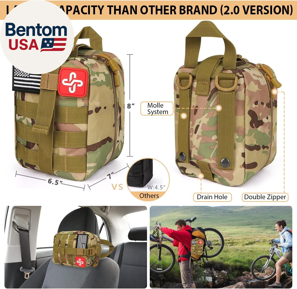 Survival Kit, 250Pcs Survival Gear First Aid Kit with Molle System Compatible Ba
