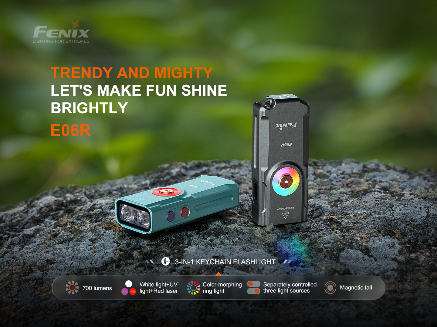 Fenix E06R Rechargeable EDC Flashlight with UV Light & Red Laser