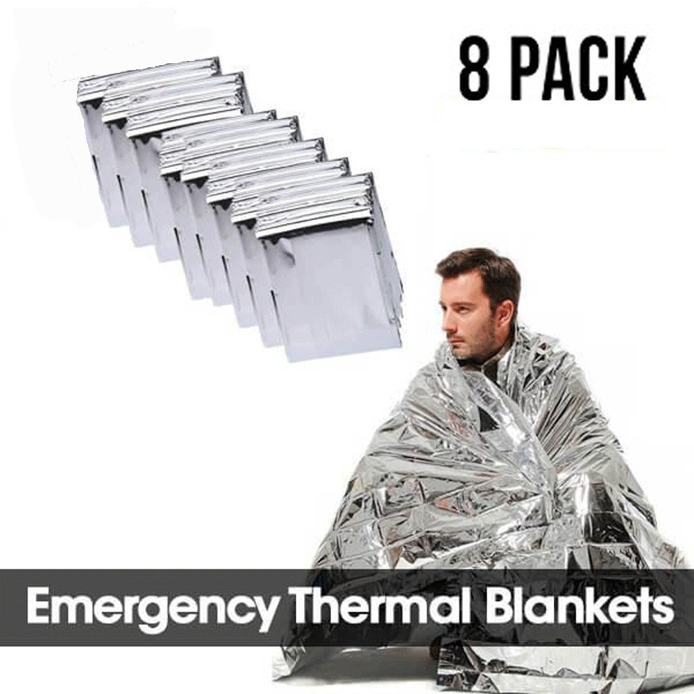 TWO 8-pack Thermfasal Insulating Mylar Heat Emergency Survival Blankets 16 pcs