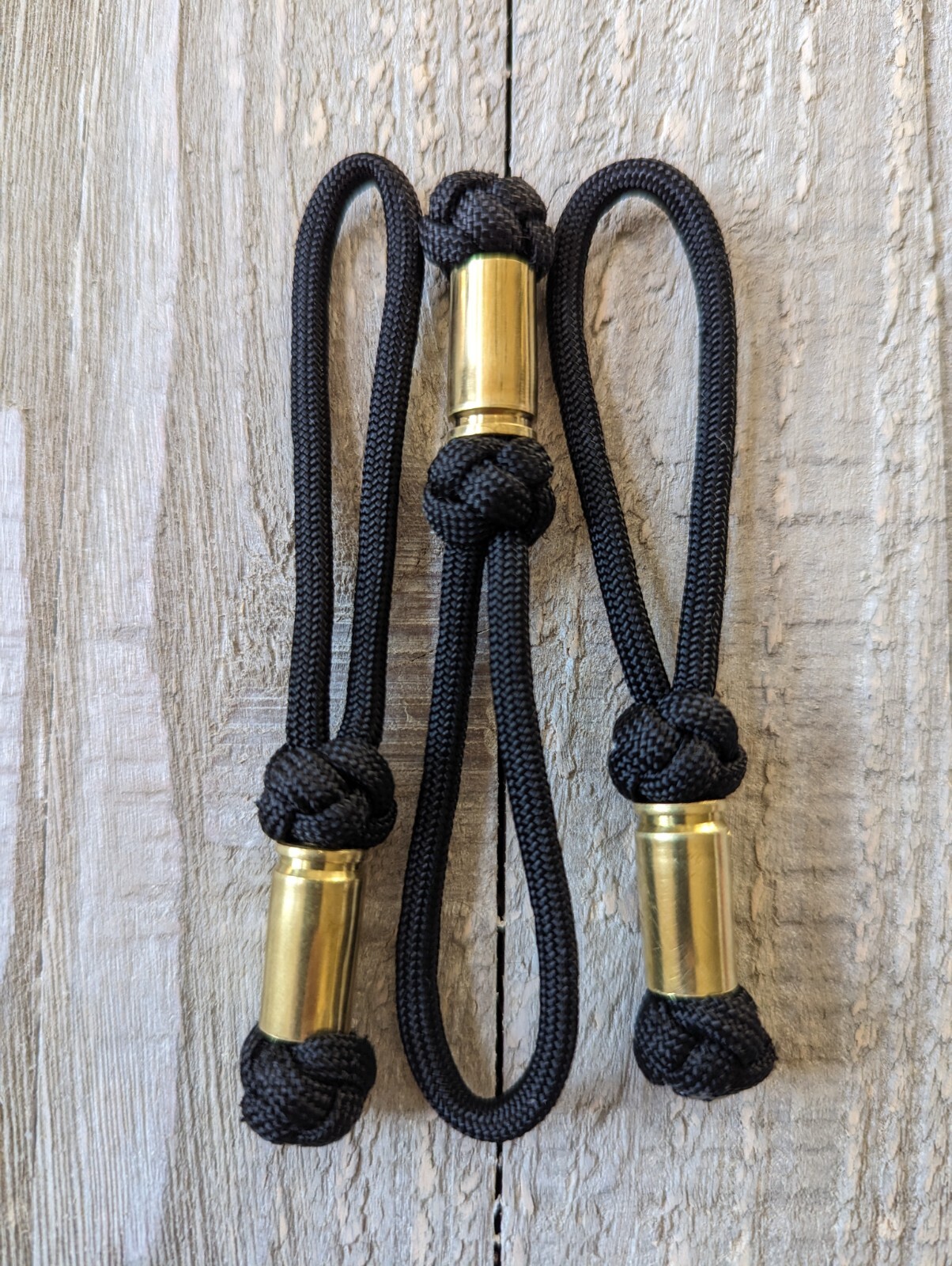 Three Paracord Zipper Pulls w/ 9mm shell case