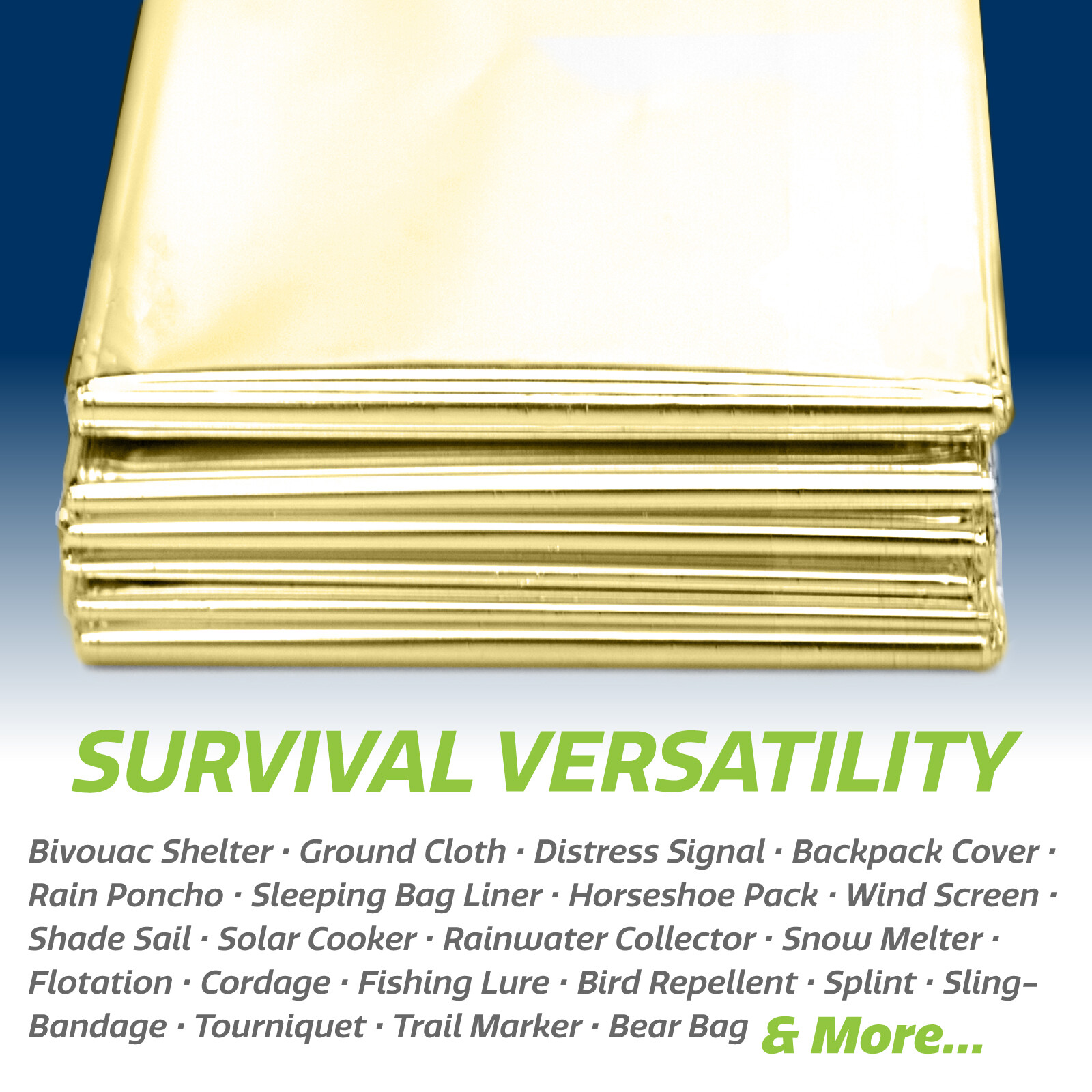 40 PACK • Emergency Mylar Solar Blanket Survival Safety Insulating Thermal gold