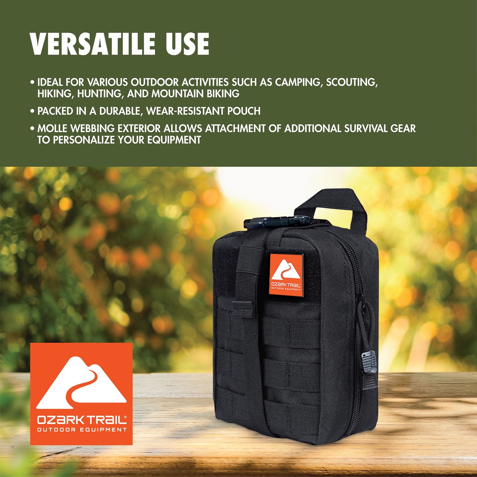Ozark Trail 17 PC Outdoor Survival Deluxe Kit with Flashlight, Knife, Fire