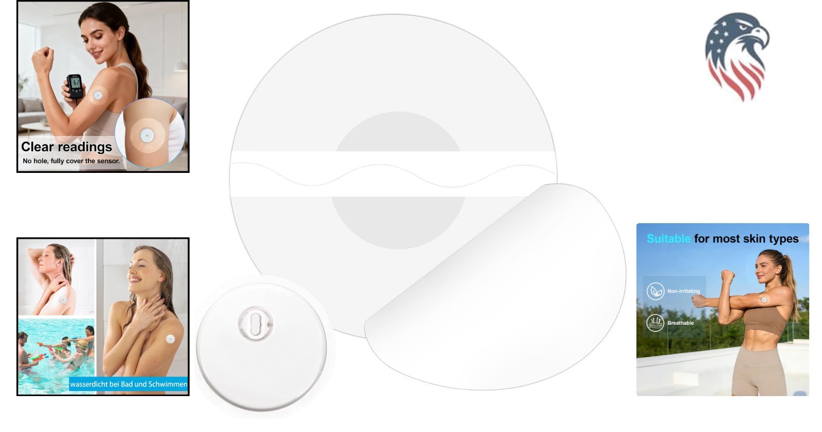 20 Pack Waterproof Adhesive Patches for Libre 3 Sensor Continuous Wear