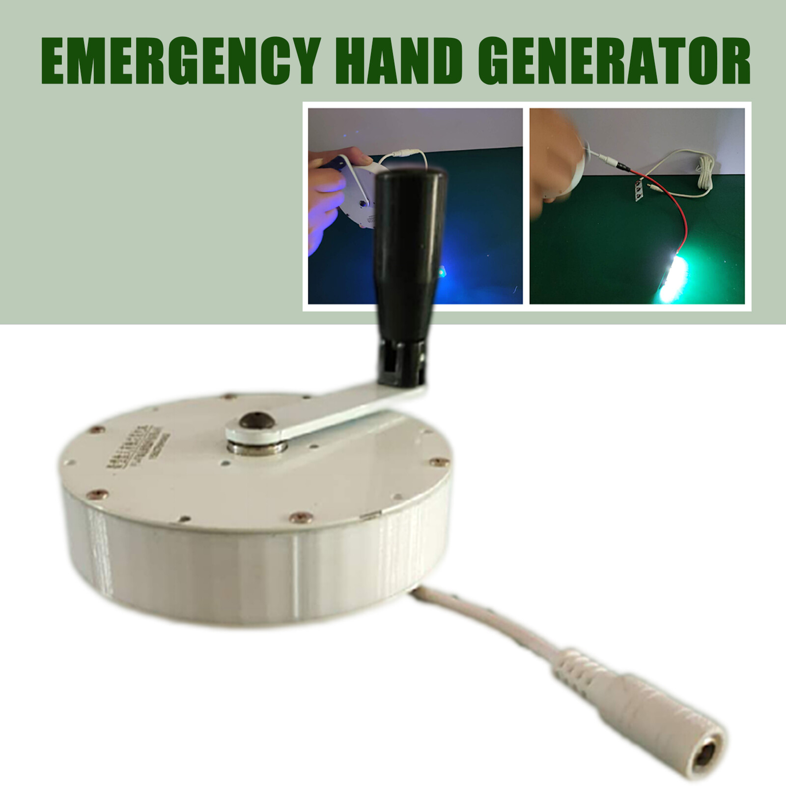 80W Portable Micro DC HAND CRANK GENERATOR OUTDOOR EMERGENCY CHARGING LIGHTING