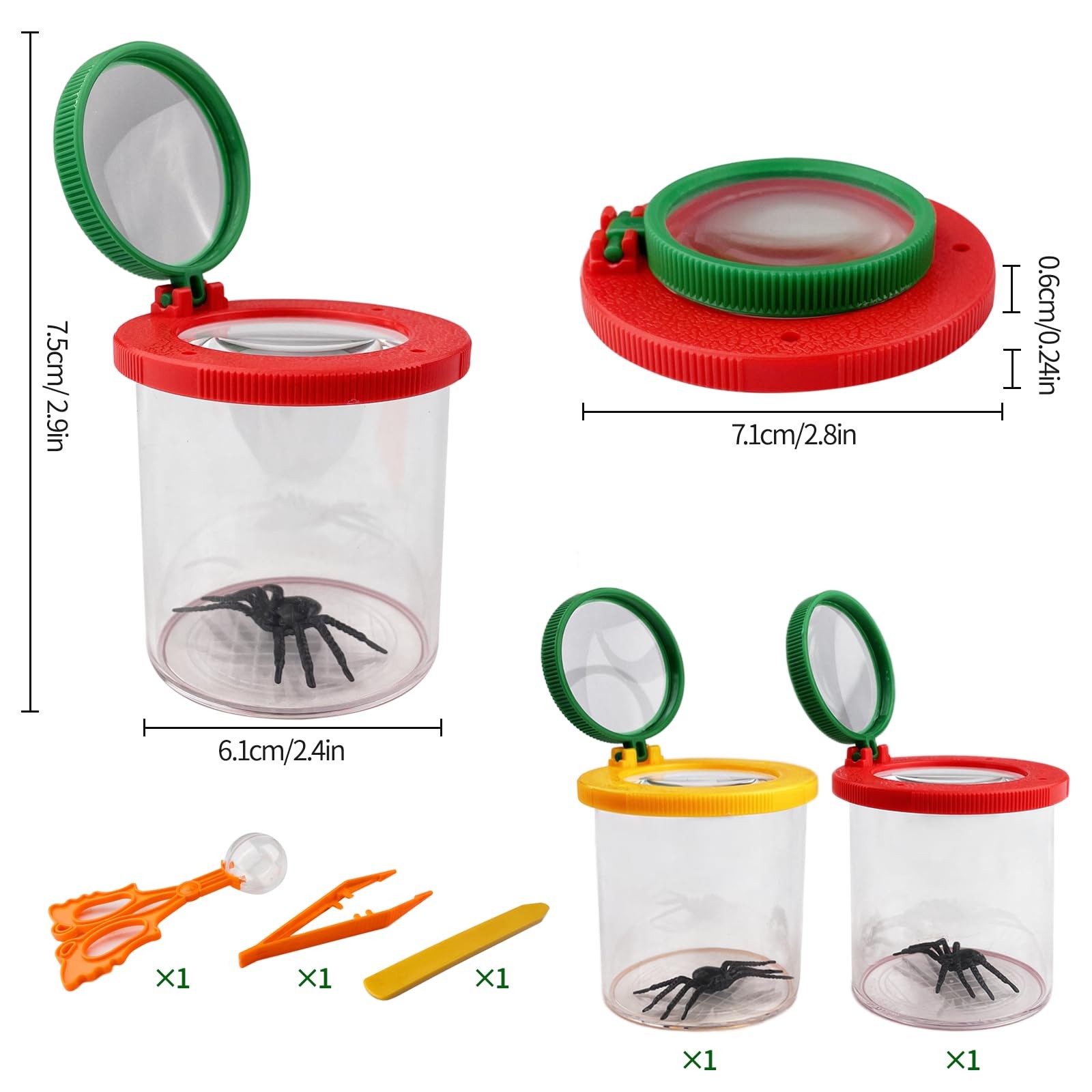 Set of 2 Tumbler Magnifiers for Kids, Magnifying Glass for Kids, Magnifying Cup 3 Compartment and 6…