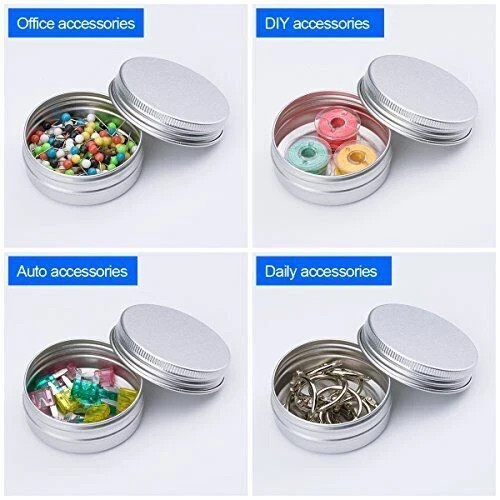 30 Pack Tin Cans Screw Top Round Metal Lip Balm Tins Containers With Lids 1oz