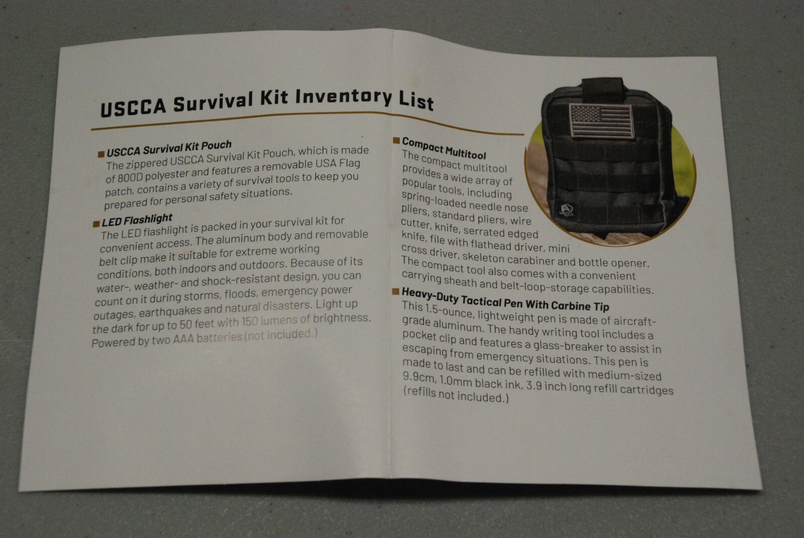 NEW USCCA Custom Survival Kit 10 Life Saving Items-FAST SHIPPING