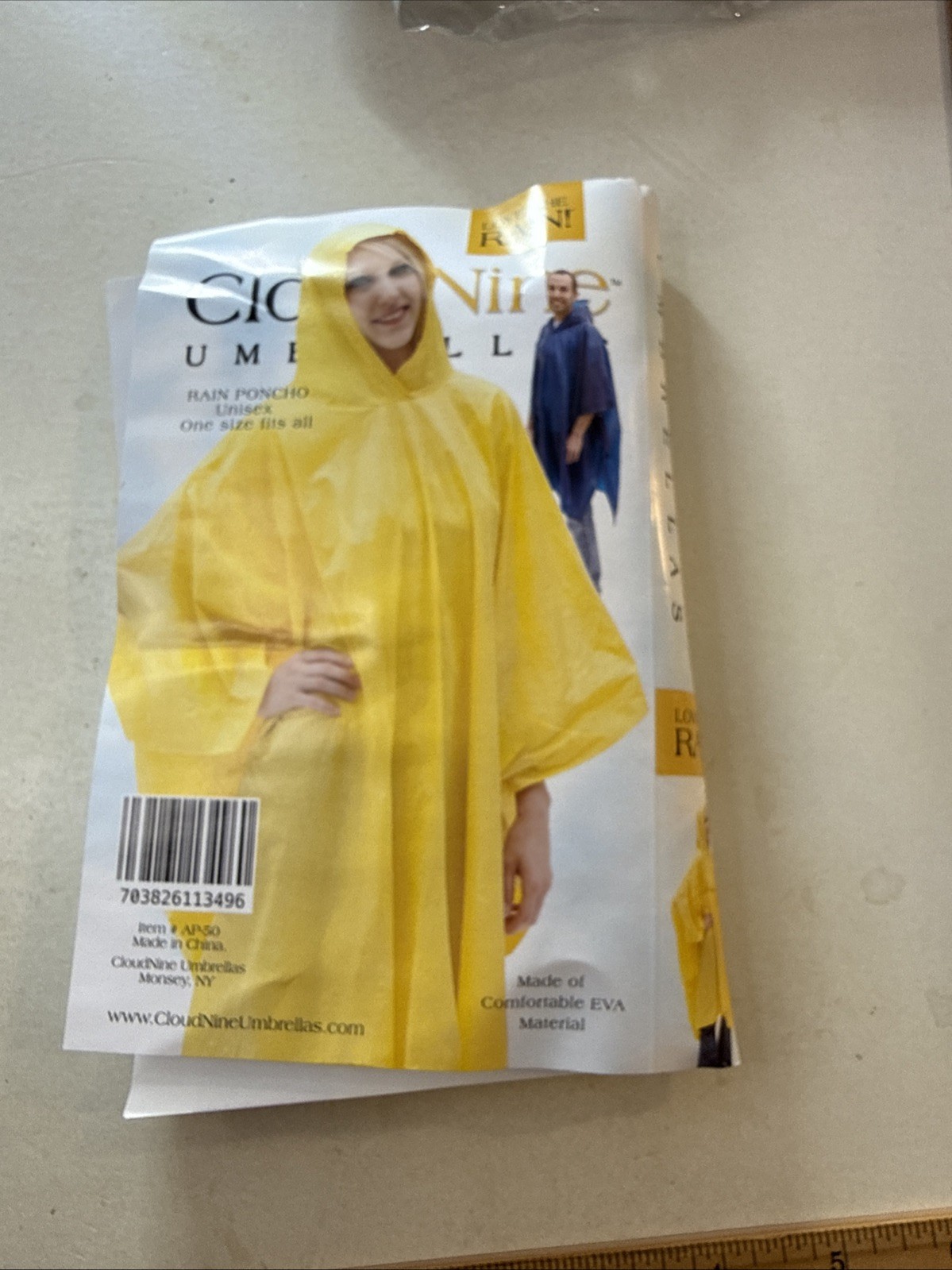 Cloud Nine Emergency Travel Rain Poncho Hooded NEW Navy Blue Unisex coat gear
