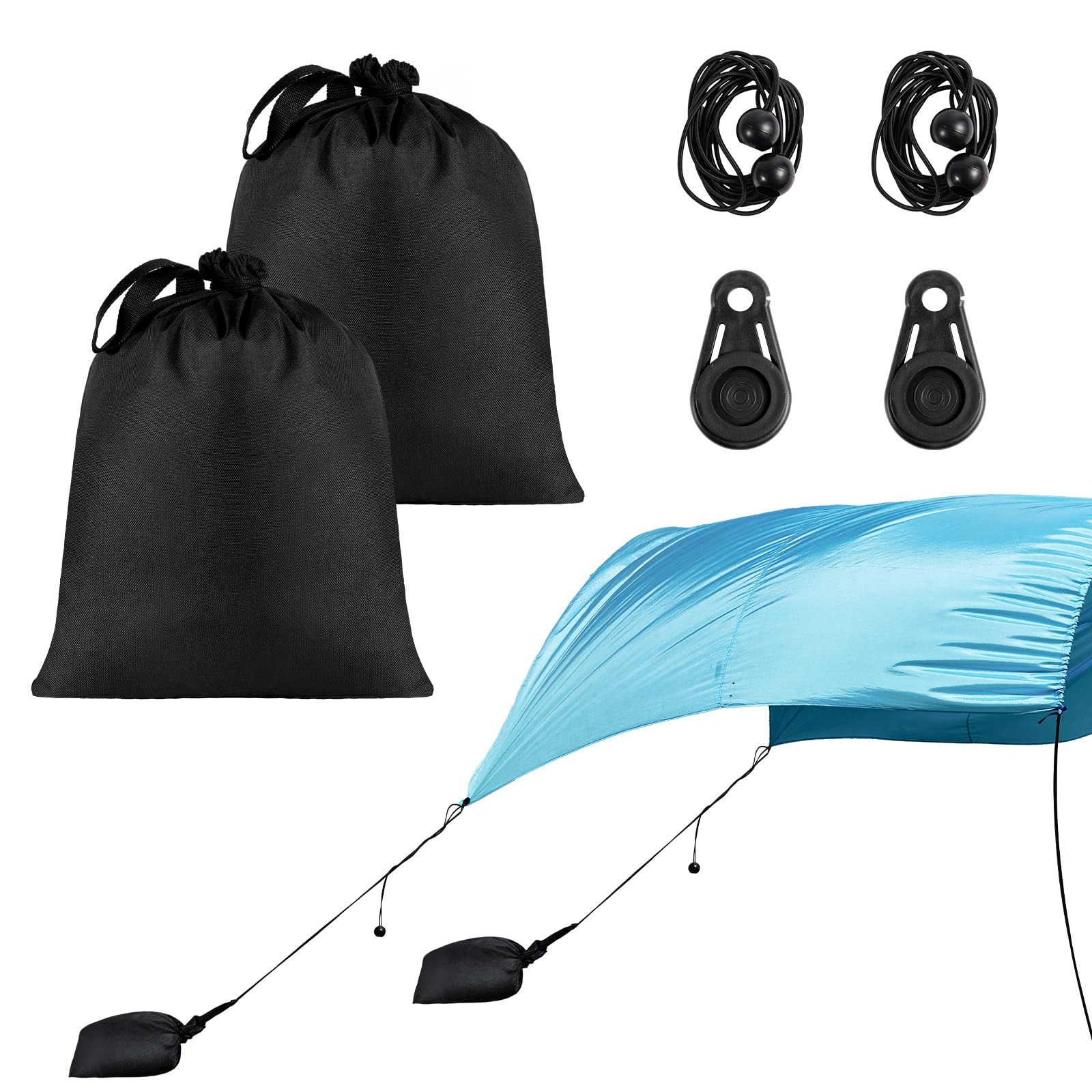 2 Pack Beach Shade sandbag:15.5inx11.5in;clamp:3.2inx1.9in;cords:60″, Black