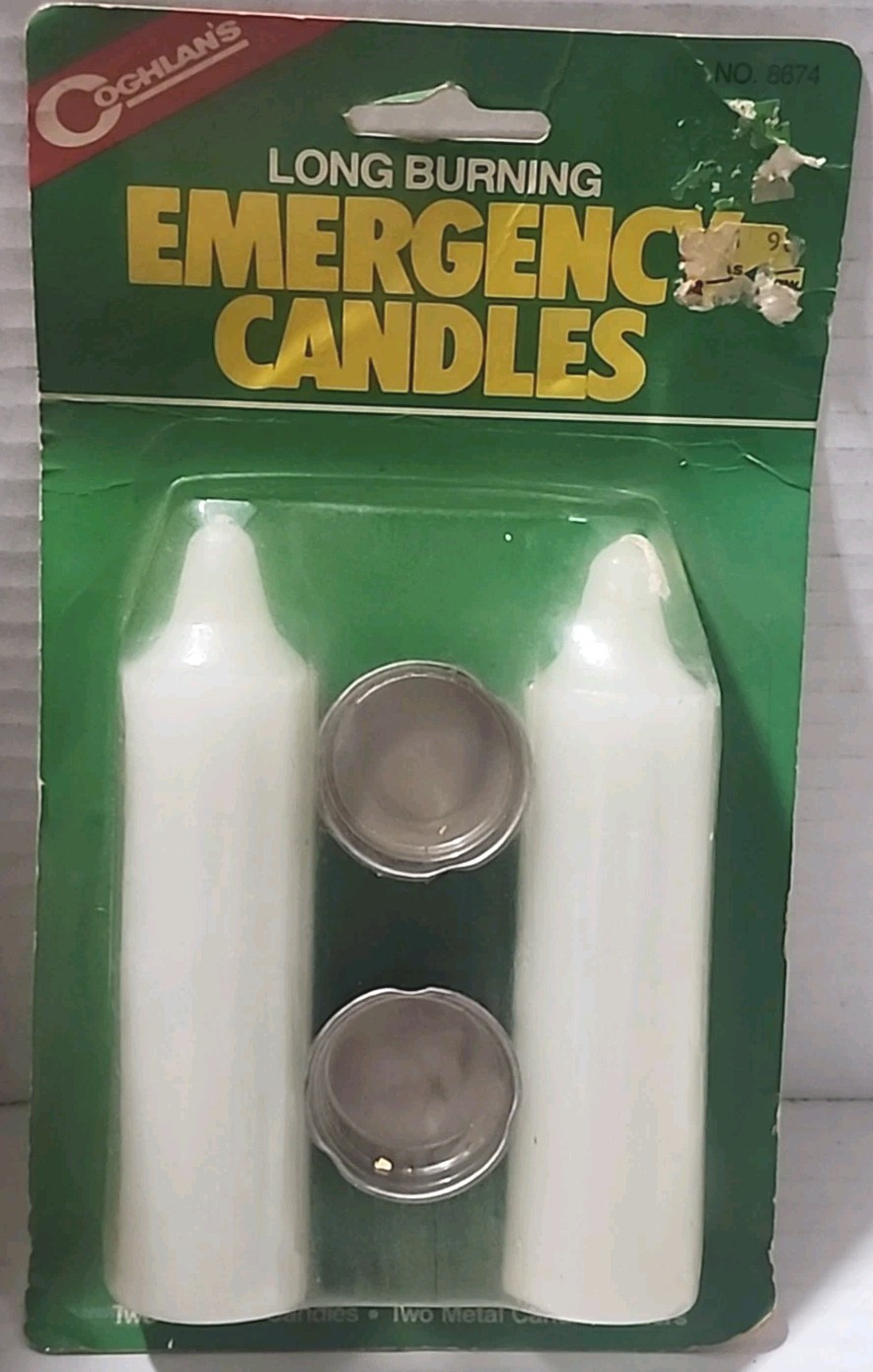 Coghlan’s Emergency Candles 2-Pack Metal Holder Burns 8-10 Hours Survival (LBHT)