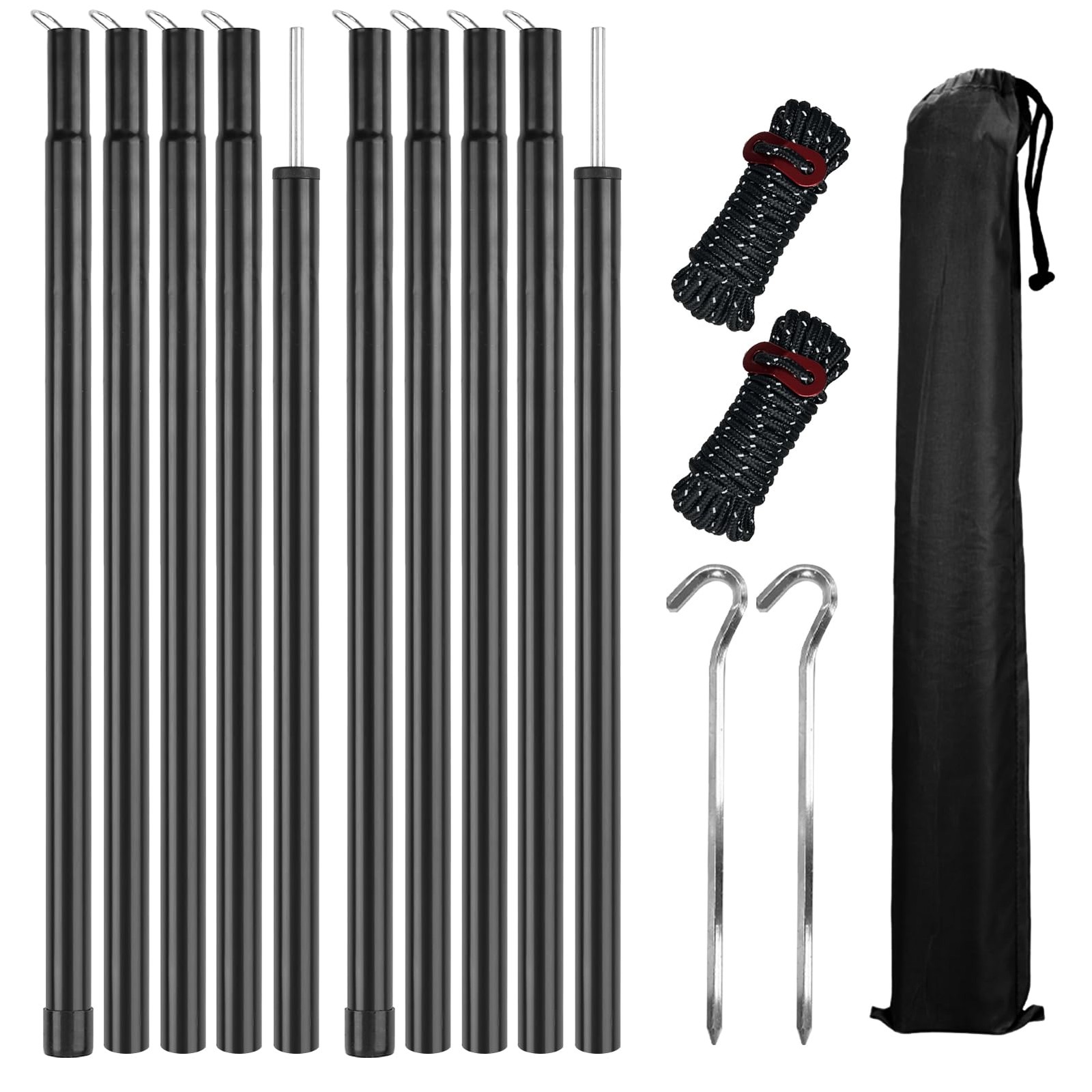Tent Poles for Tarp, KescherAb Adjustable Tarp 78.8 inch, Black