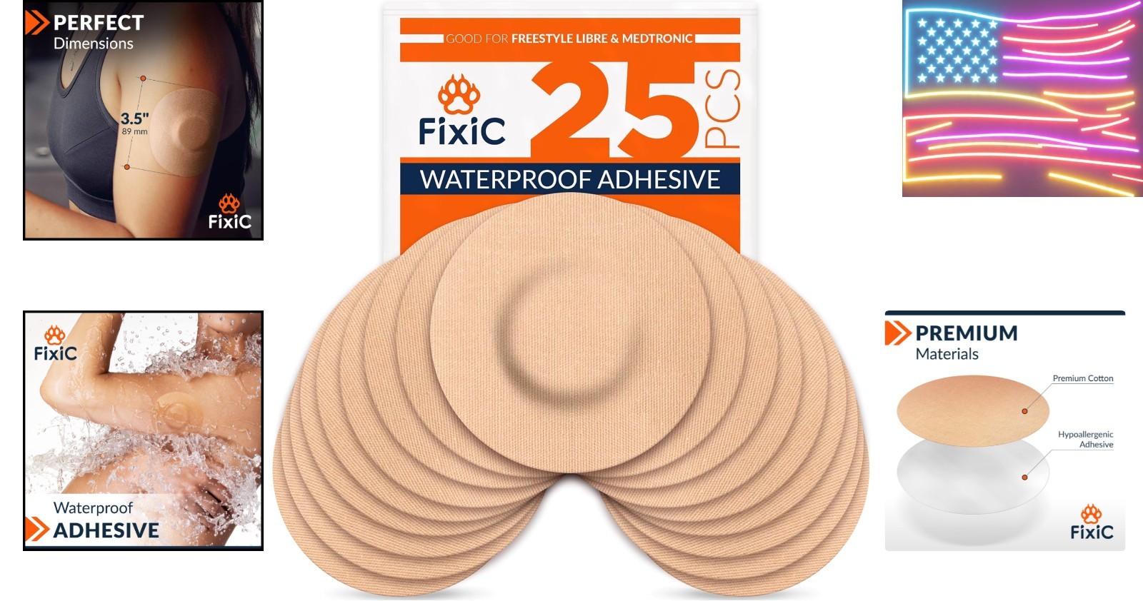 FixiС Adhesive Patches 25 Pack 3 1/2″ – Good for Libre 1, 2, 3 & Plus – G7 & …