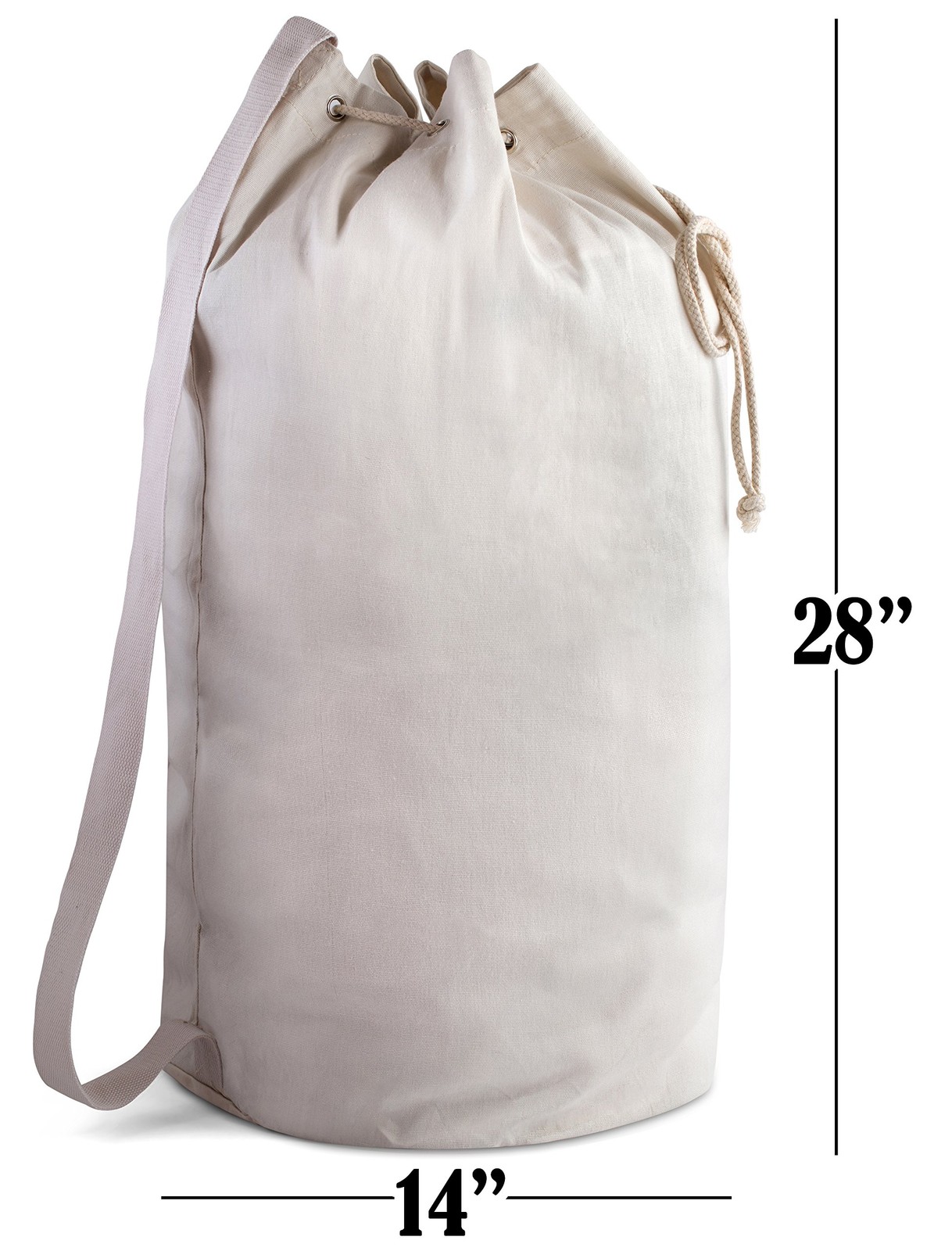 Handy Laundry Canvas Duffel Bag – Drawstring, Leather 28″ x 14″, Antique Rust