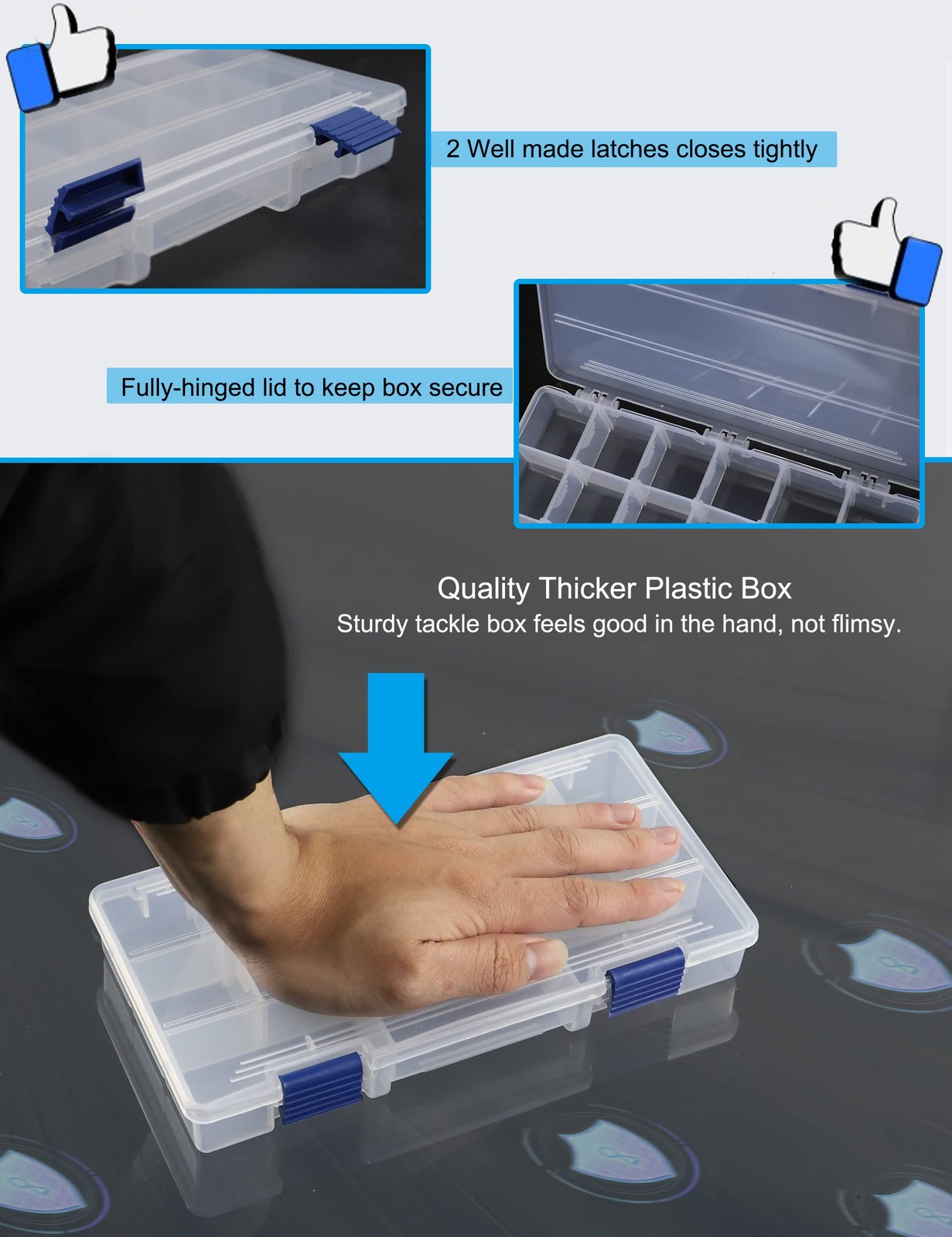 Hlotmeky Tackle Box Small Fishing Organizer 2 Pack 3500 Clear, 2