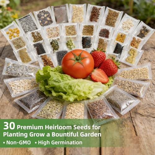 【Seed Vault】 Heirloom Vegetable Seeds Planting Kit – 15,000+ Non-GMO Seeds for