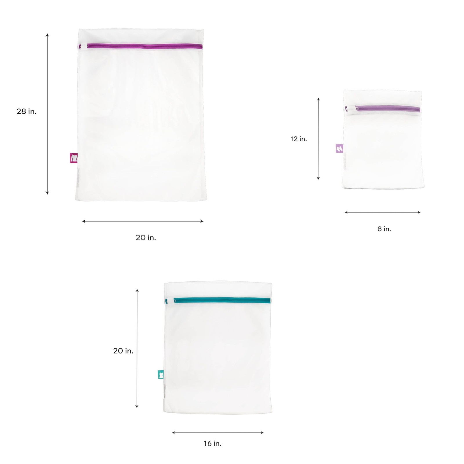 Laundry 360 Sanitized Treated 3 Piece Mesh Wash Bag Large, White