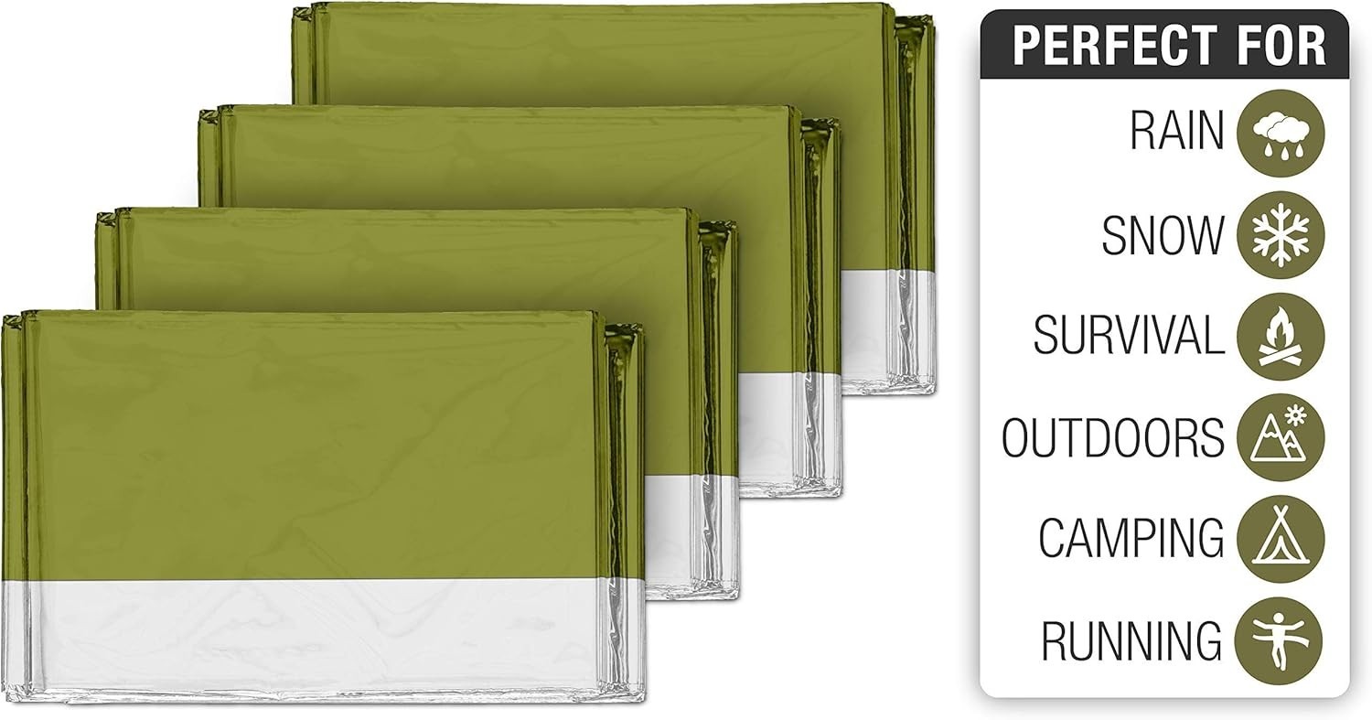 4 Mylar Emergency Blankets – Lightweight, Waterproof for Outdoor Safety