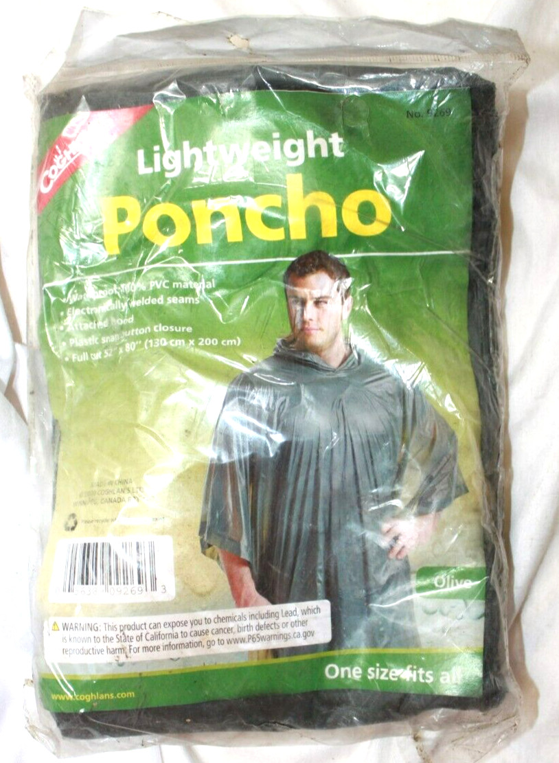 Coghlan’s Lightweight Poncho, Olive Drab, Waterproof, One Size #9269