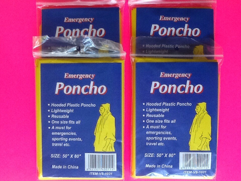 Lot of 4 Ponchos Emergency Survival Bug Out Bag Prepper Camping