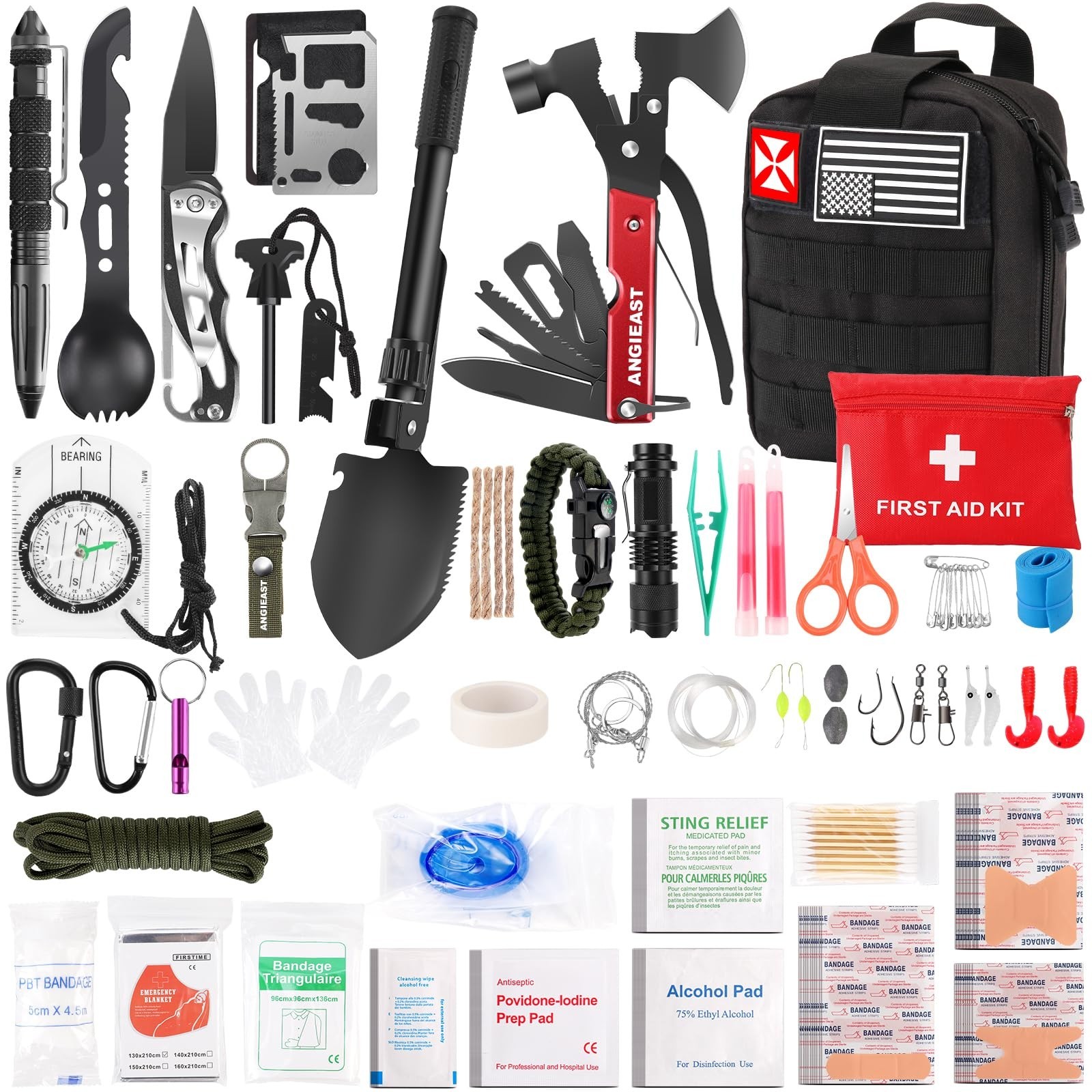 Ultimate 256-in-1 Survival Kit & First Aid Gear with Molle Pouch for Camping, Hi