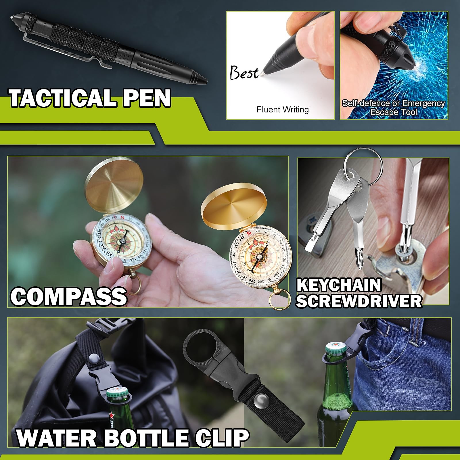 Survival Kit 17 in 1, Survival Gear and Supplies for Adult Teen Men, Survival…