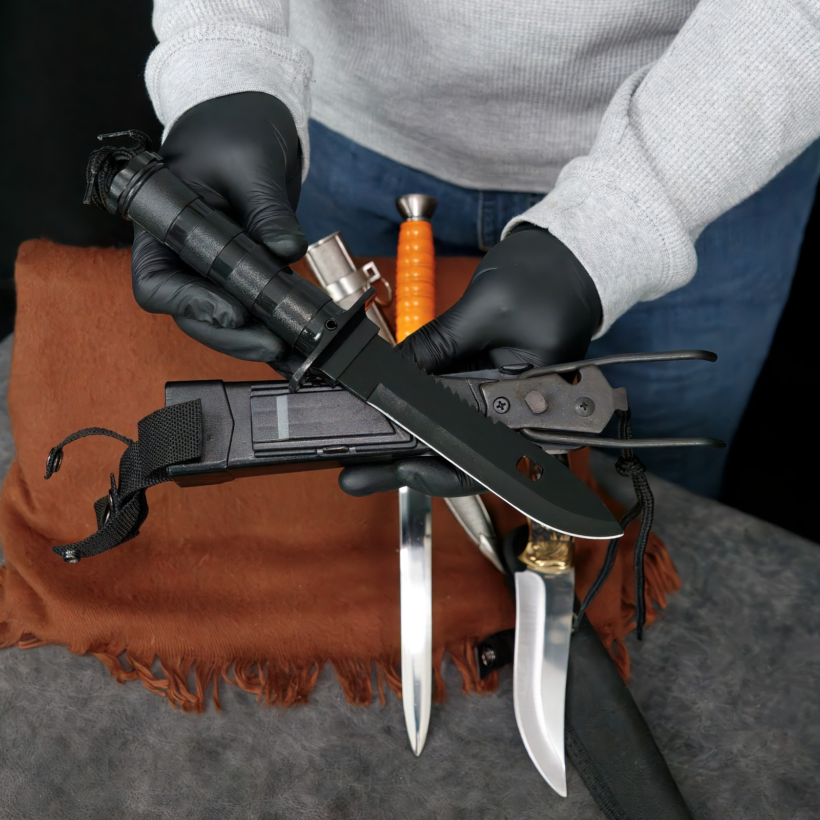 3pc Blade Set: 11″ Survival Bayonet,13″ SS Dagger & 9.5″ Bird Knife Multi-Tools