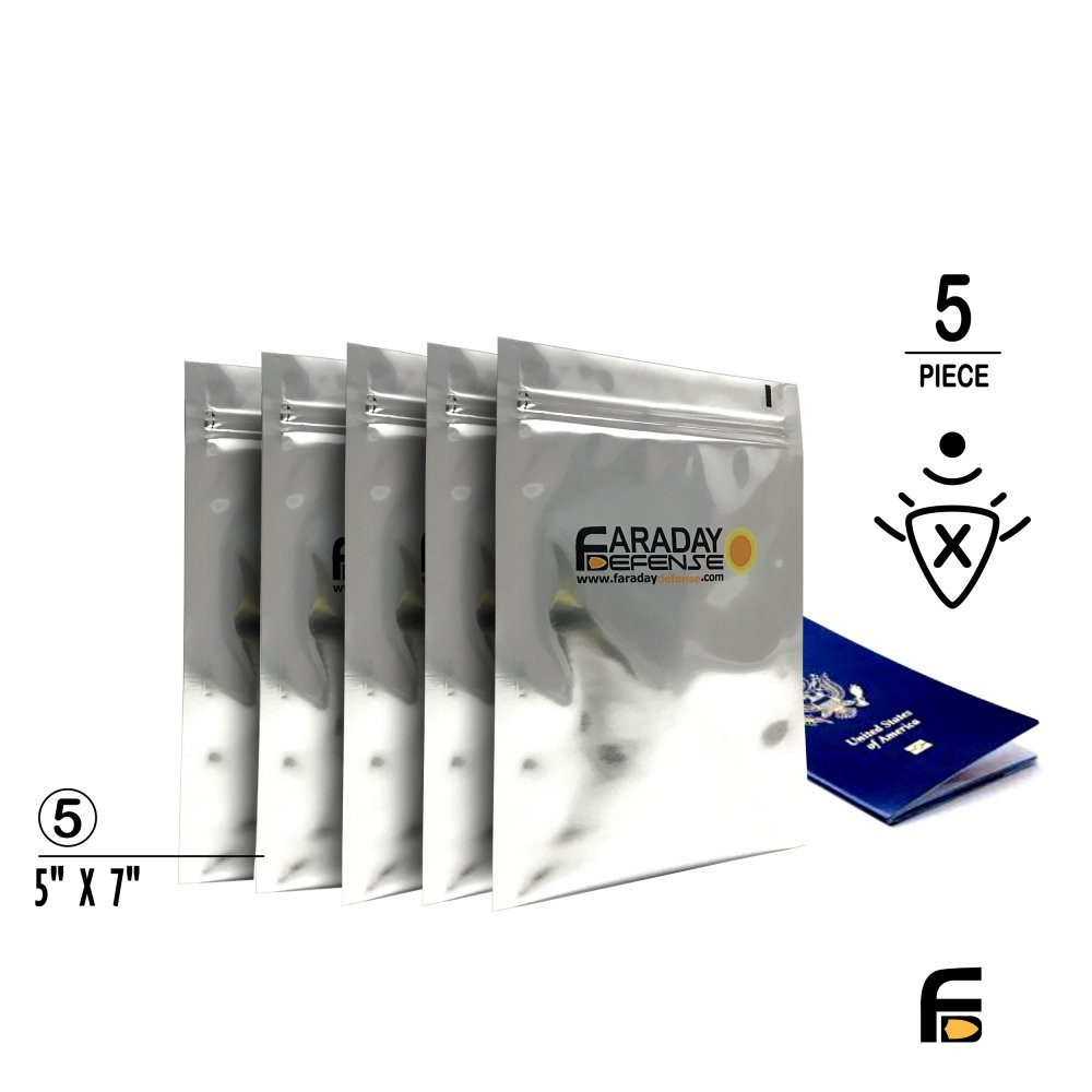 Faraday 5 PC Cell Phone NEST-Z 7.0 Mil 5-Layer EMP Bags 5″ x 7″