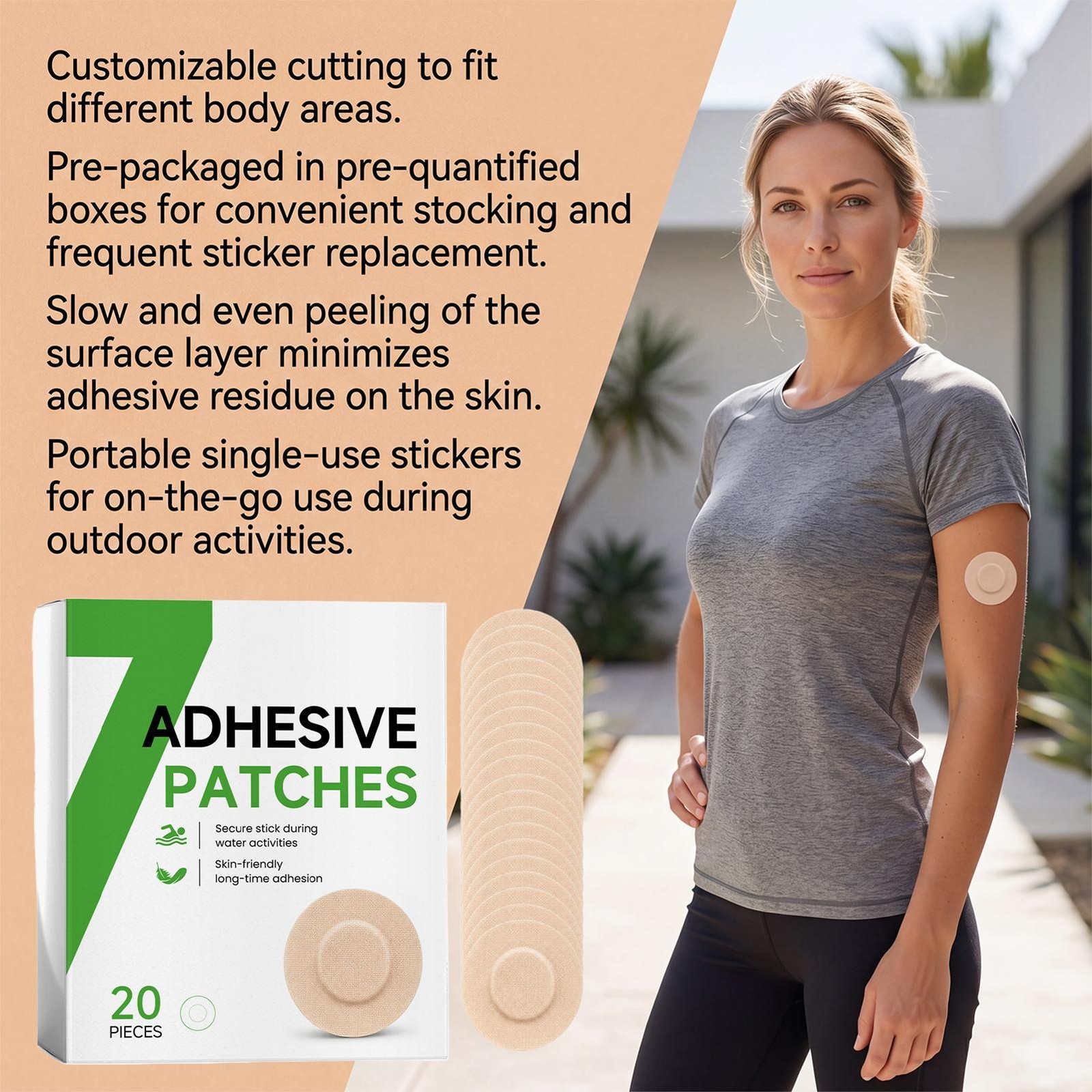 Waterproof Adhesive Patches 20 Piece Sweatproof Sticky Pads Sensor