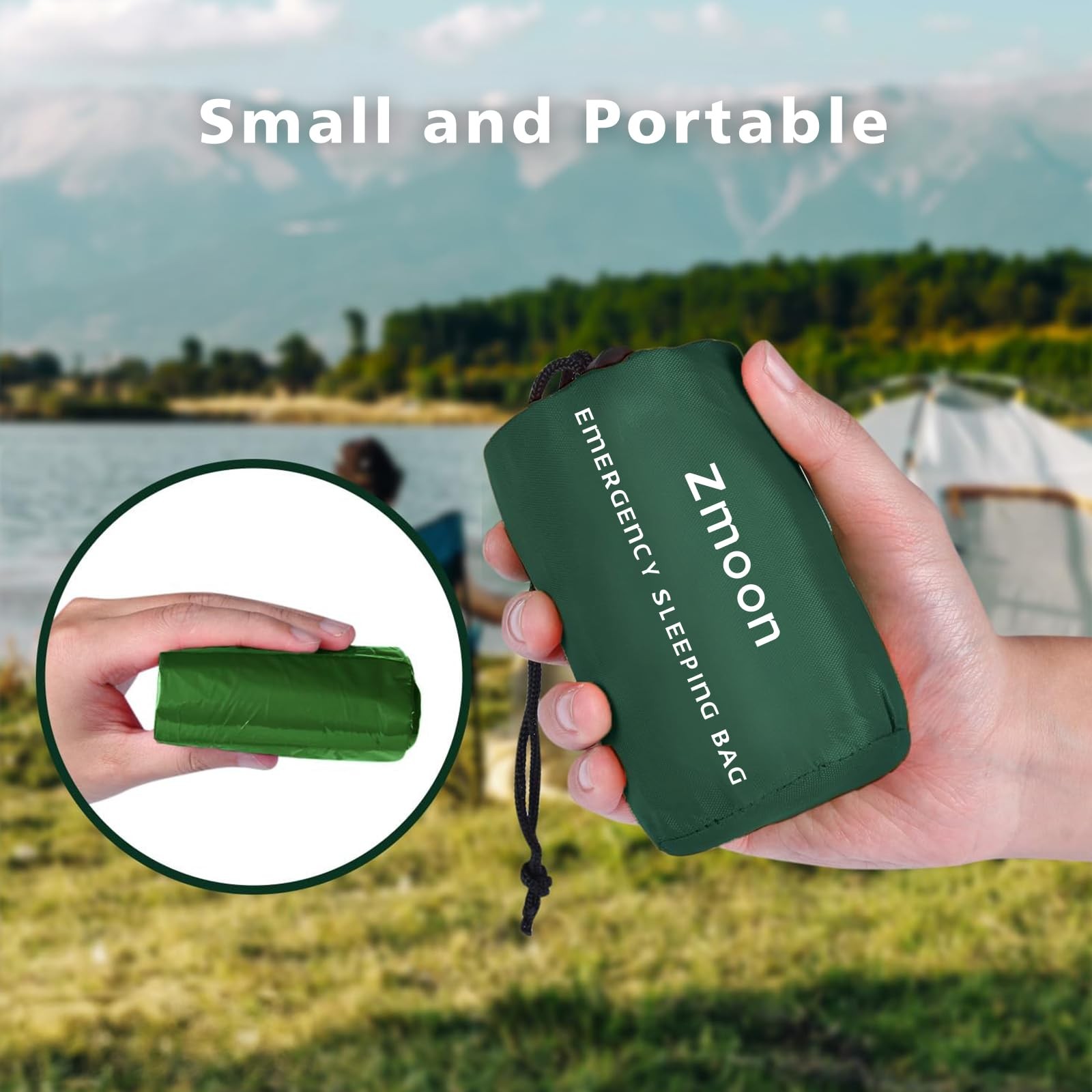 Zmoon Emergency Sleeping Bag Survival Bag, Green Pack of 2, orange-2pcs