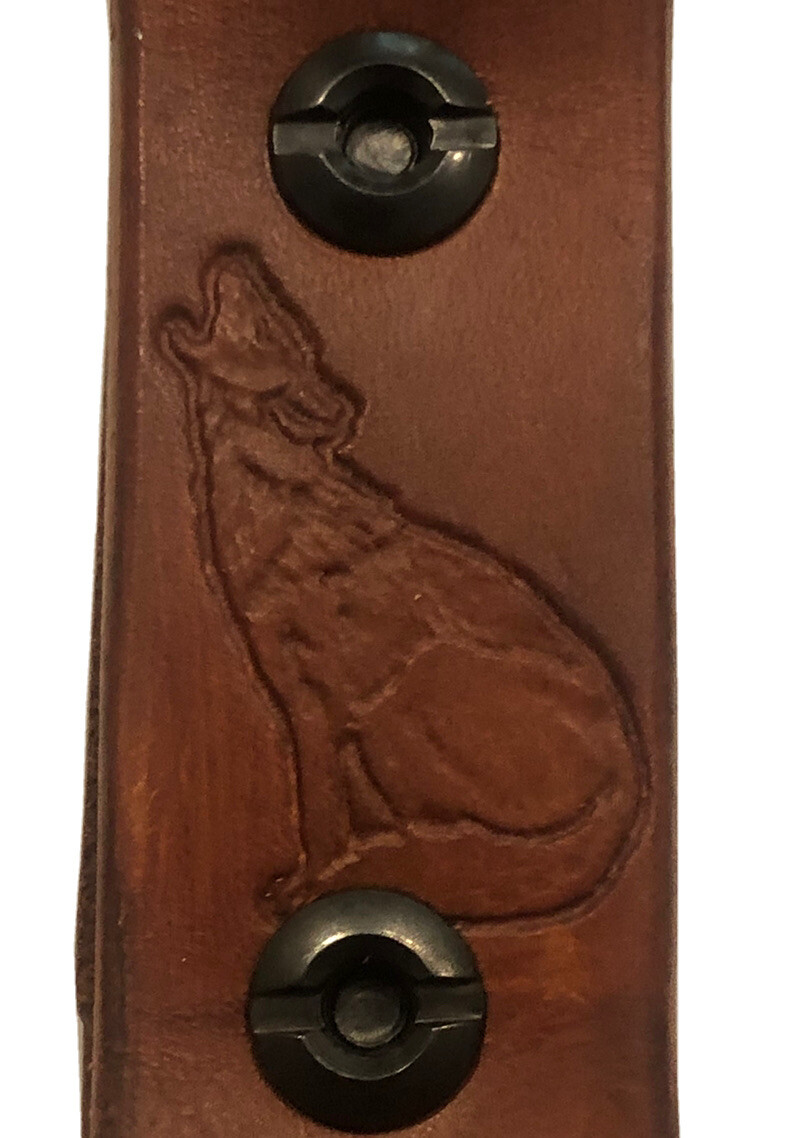 HK Clip Leather Keychain With Coyote Stamp