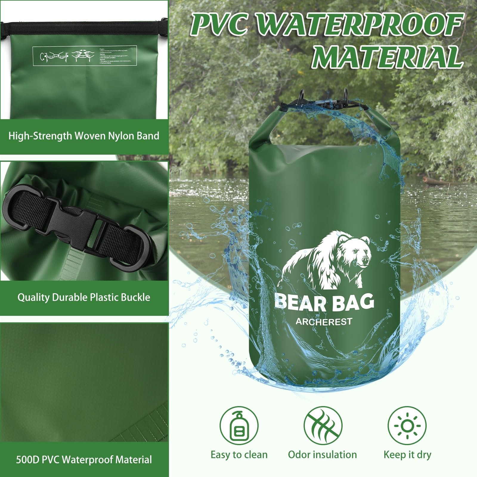 15L Waterproof Bear Bag Hanging Kit, Heavy Duty Bear Scent Proof Food Storage…