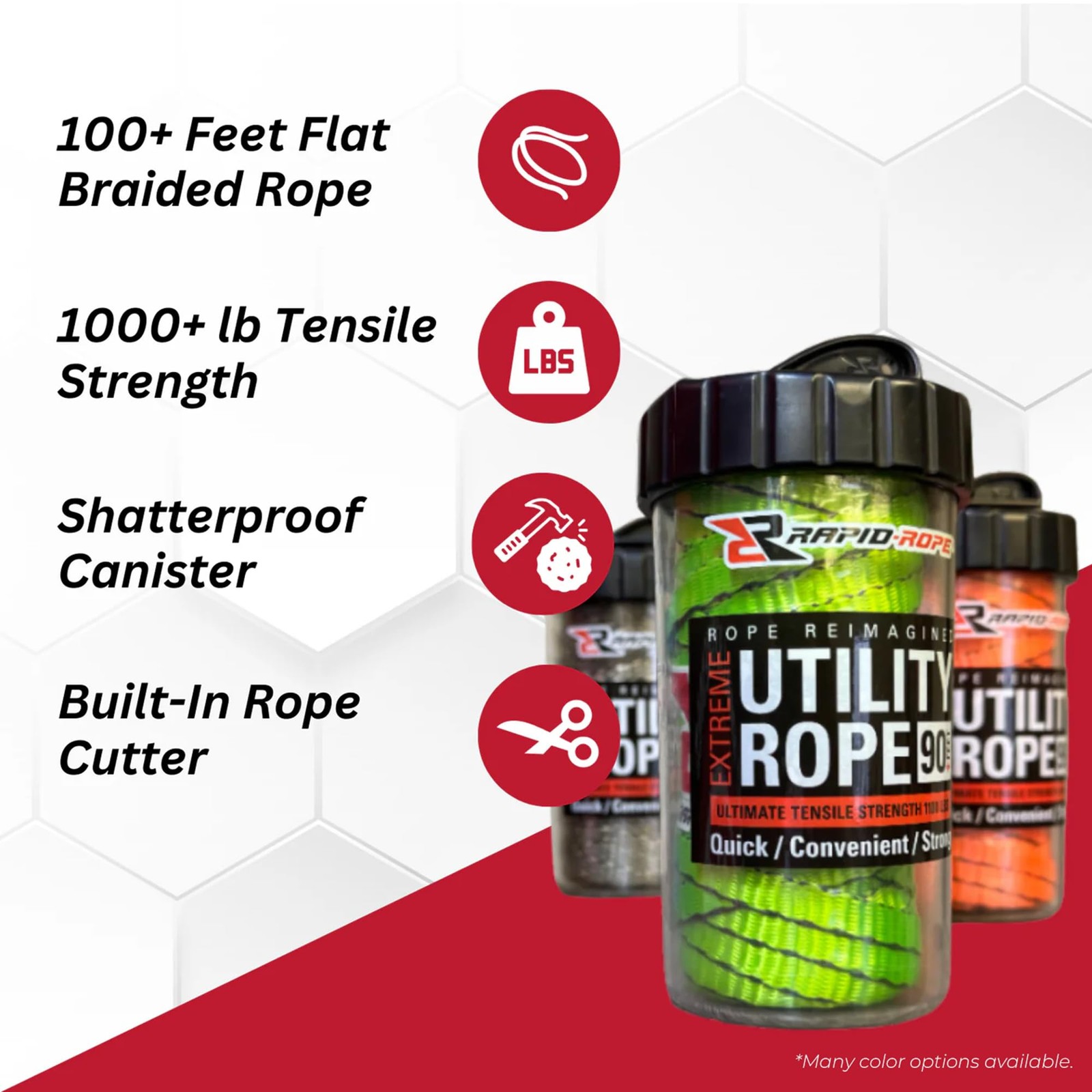 Rapid Rope Canister 120ft Patriot Flat Tactical Paracord, 120ft, Multicolored