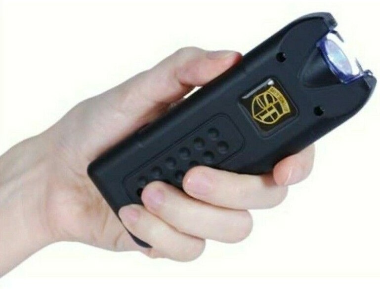 Rechargeable LED Flashlight Electric Shock Stun Gun Women Self Defense ALARM BLK