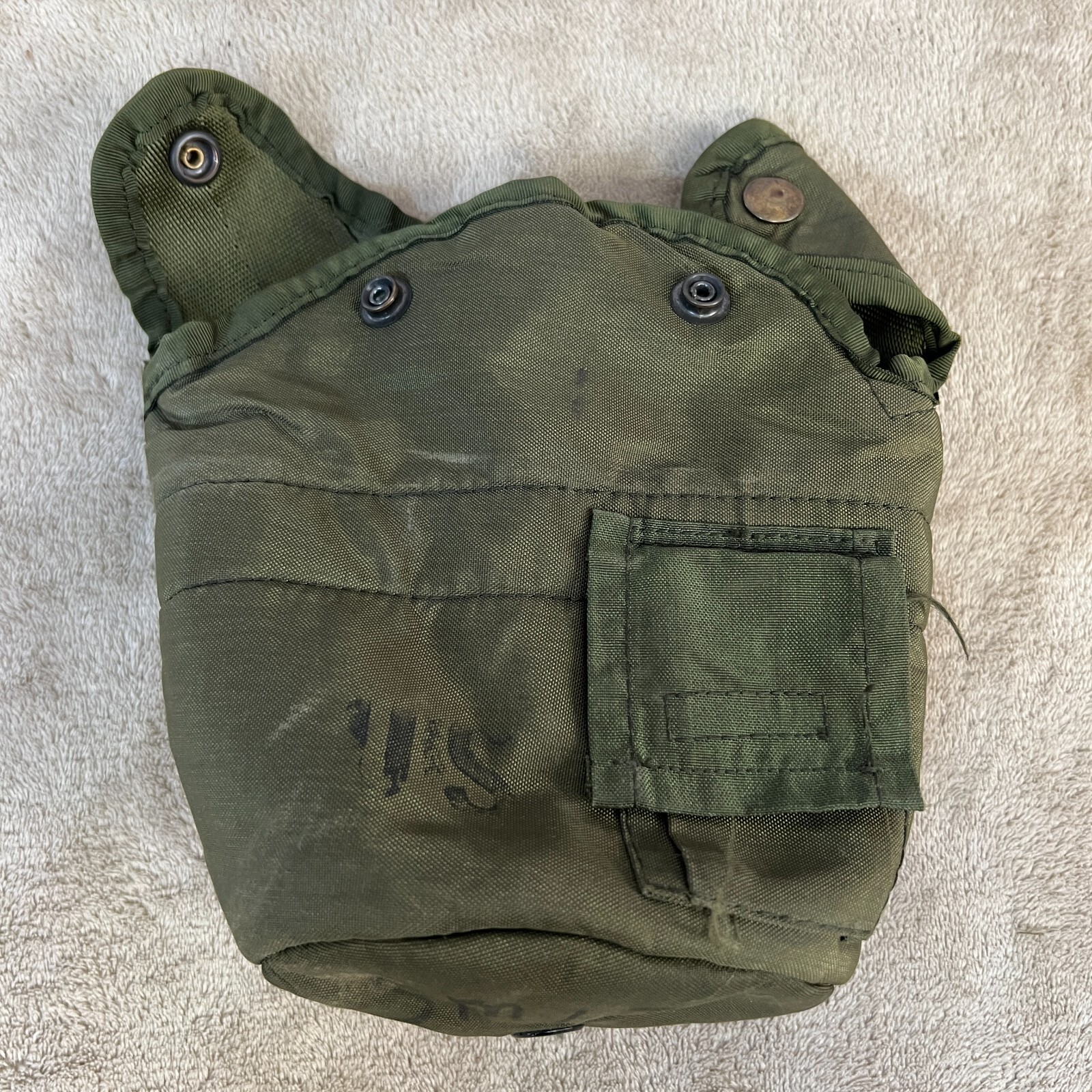 US Army Military Issue 1 QT Canteen Cover Pouch OD Nylon w Alice Clips [A15]