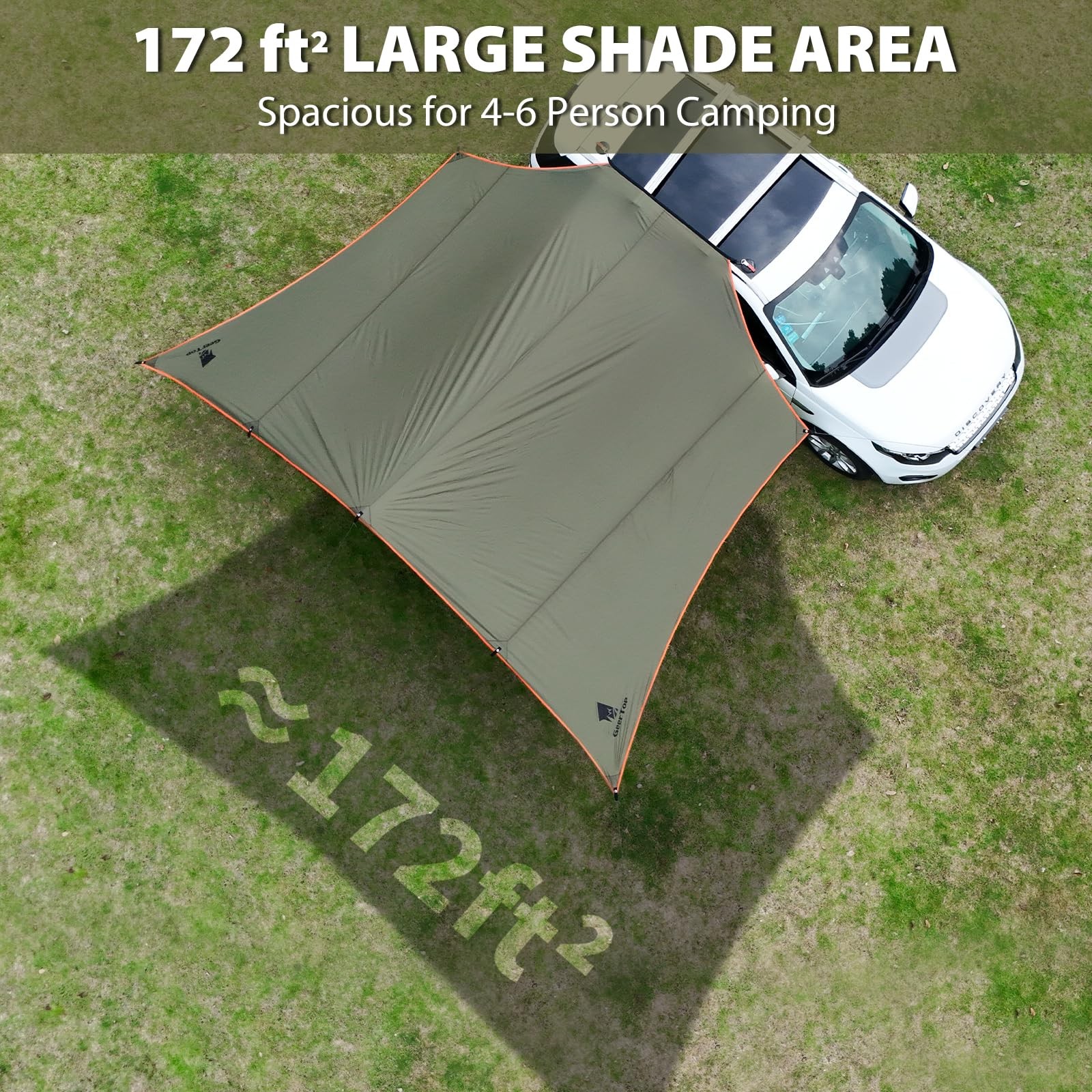 GEERTOP Large Car Side Camping Awning 19 x 11 ft 19ft x 11.5ft, Lunar Green
