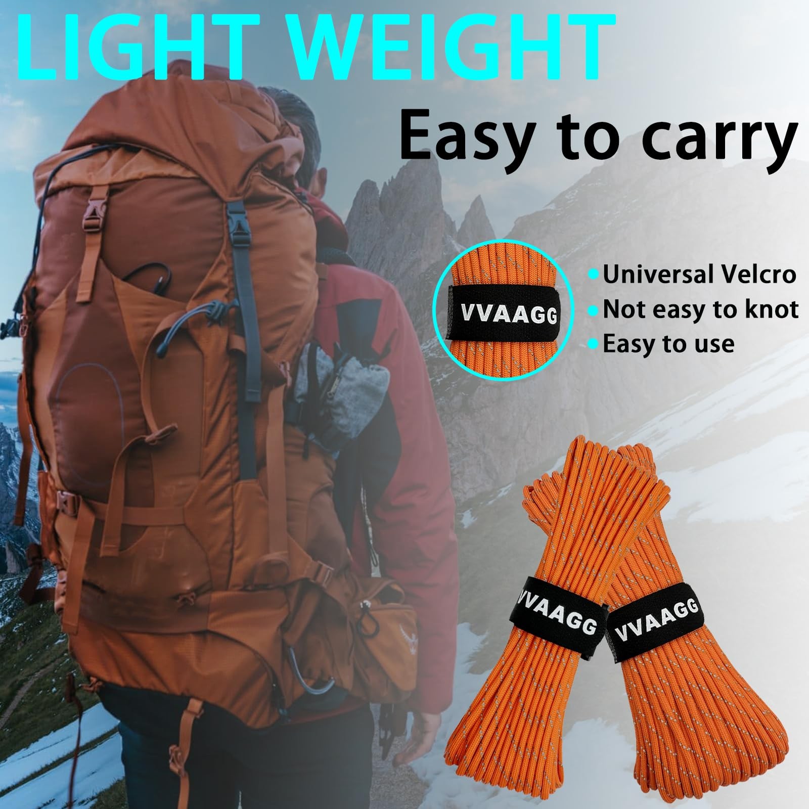 VVAAGG Reflective Paracord Rope 100FT, 7 Strand Nylon para Cord Orange