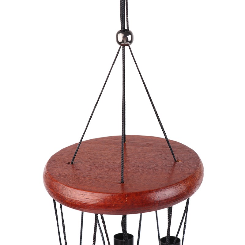1Pc 6 Tubes Aluminum Pipe Wind Chimes With Hook And Wooden Leaf Hanging Tag