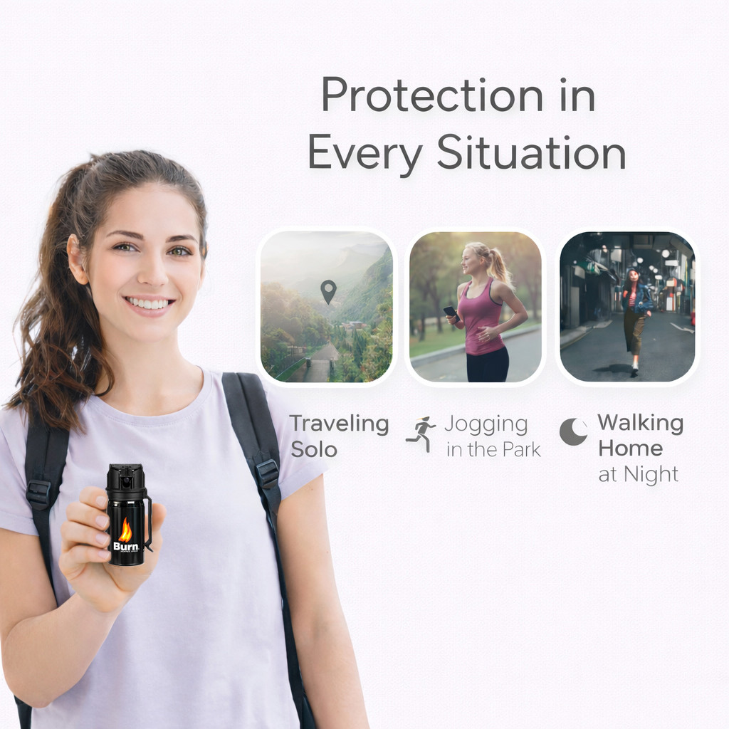 Burn 3 Pack Pepper Spray 1.35oz Police Strength OC Safety Lock Self Defense