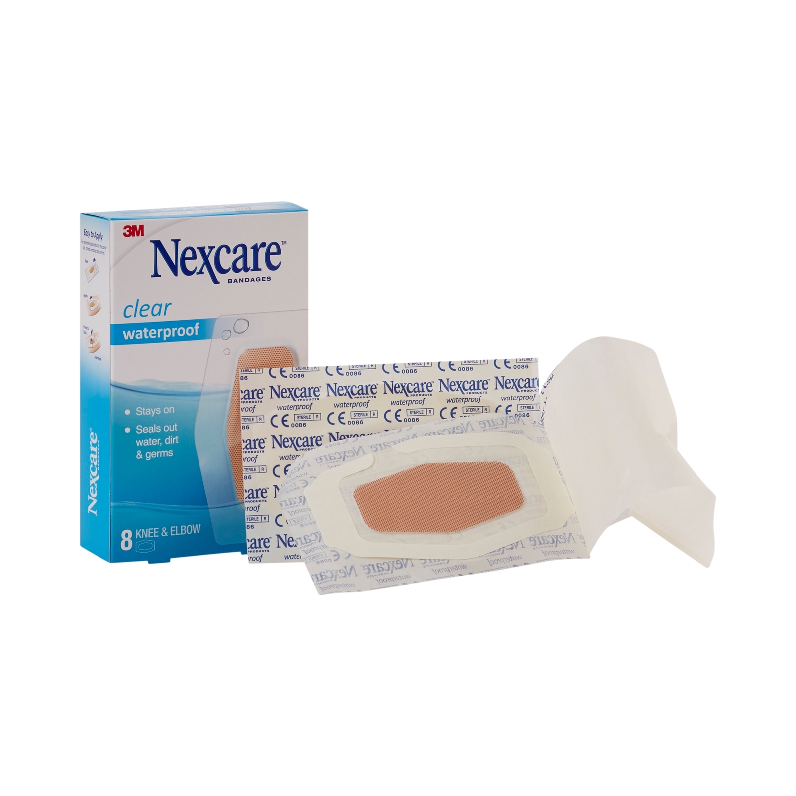 3M Nexcare Waterproof Sheer Plastic Adhesive Bandage 2-3/8 X 3½ Inch 8 per Box