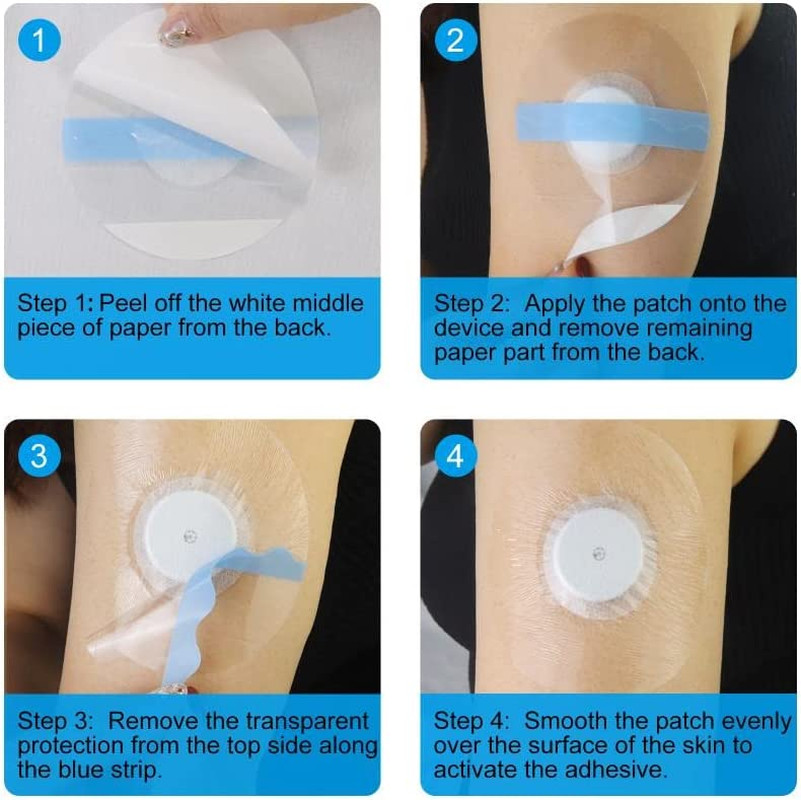 Freestyle Sensor Adhesive Bandage Patches for Libre 2 Cover Waterproof Clear Fil