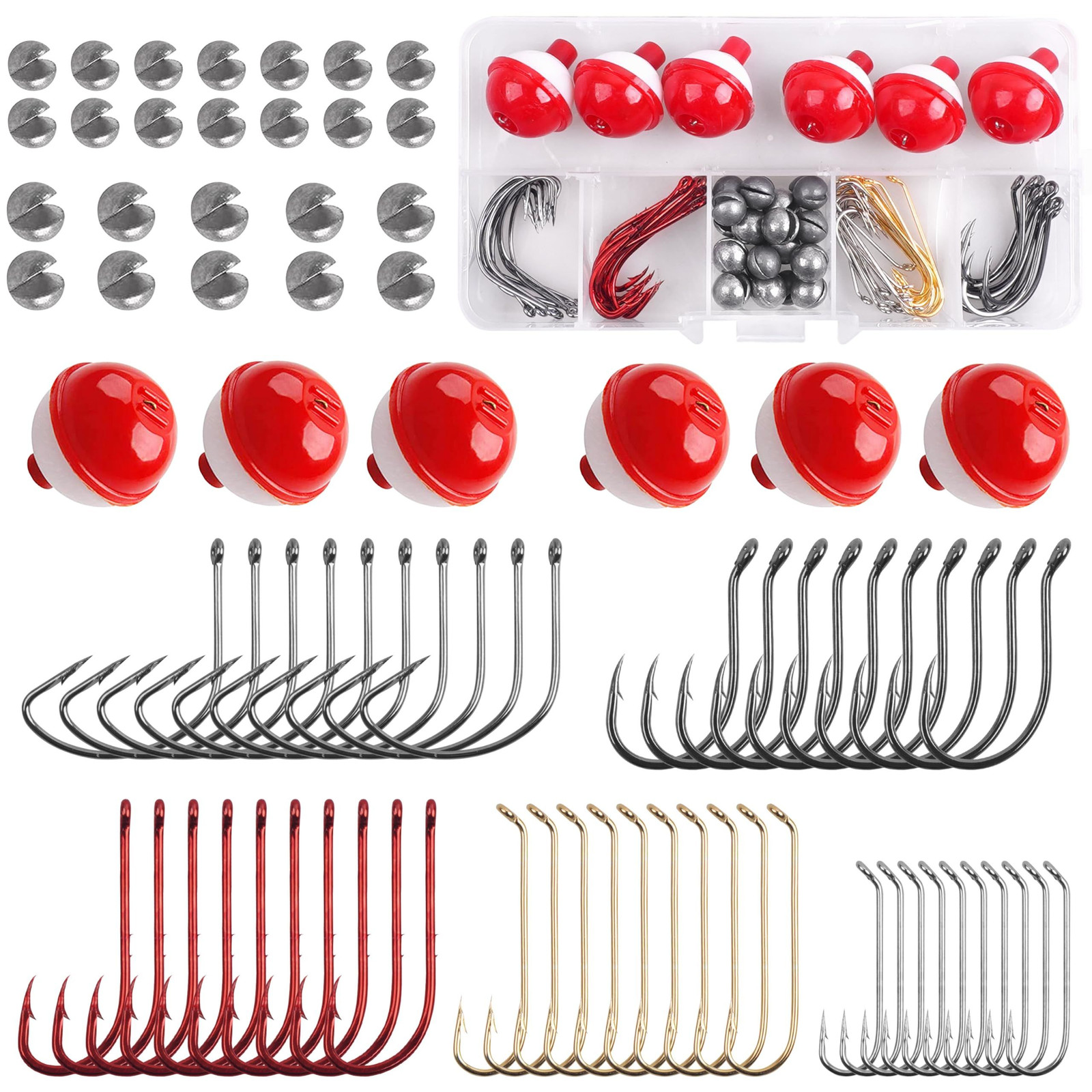 Fishing Bobbers Tackle Kit, 80pcs Beginners 5×2.56×0.75 inches, Red