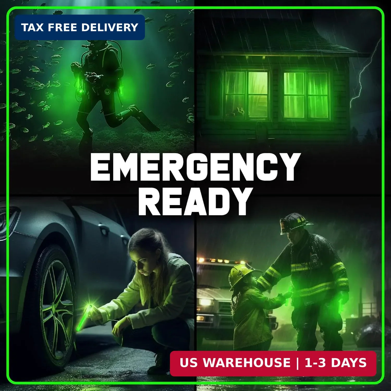 PartySticks Emergency Glow Sticks – 12 Ultra Bright Individually Wrapped Militar