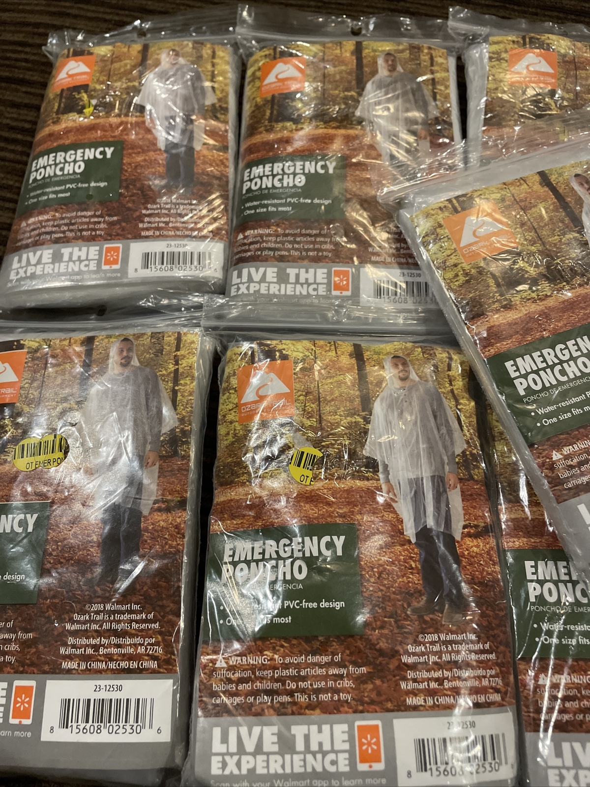 Lot of 9 Ozark Trail Clear Hooded One Size Fits Most Emergency Poncho