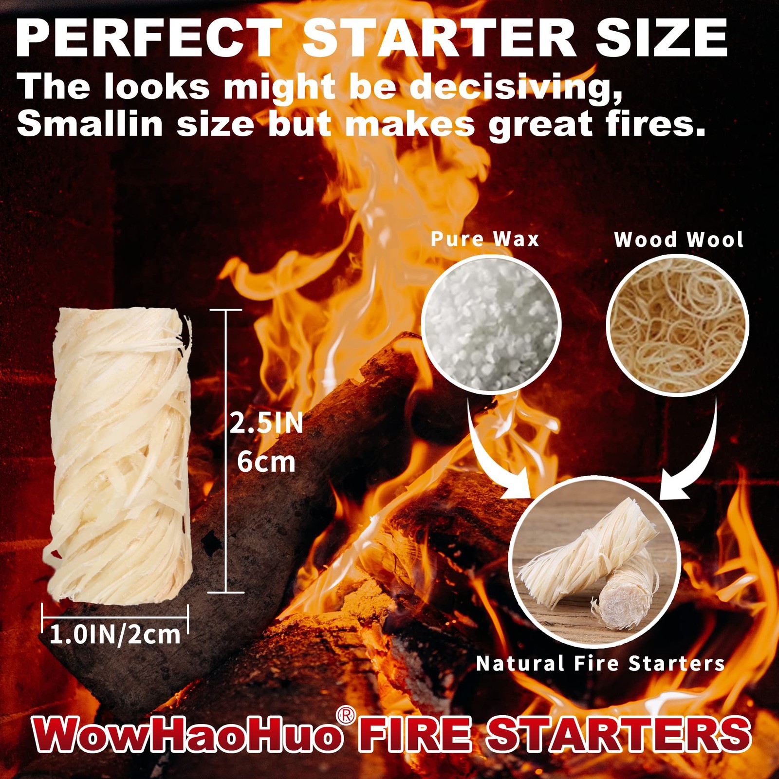 WowHaoHuo 100Pcs Fire Starters for Fireplace,Grill & BBQ,Campfires, Yellow