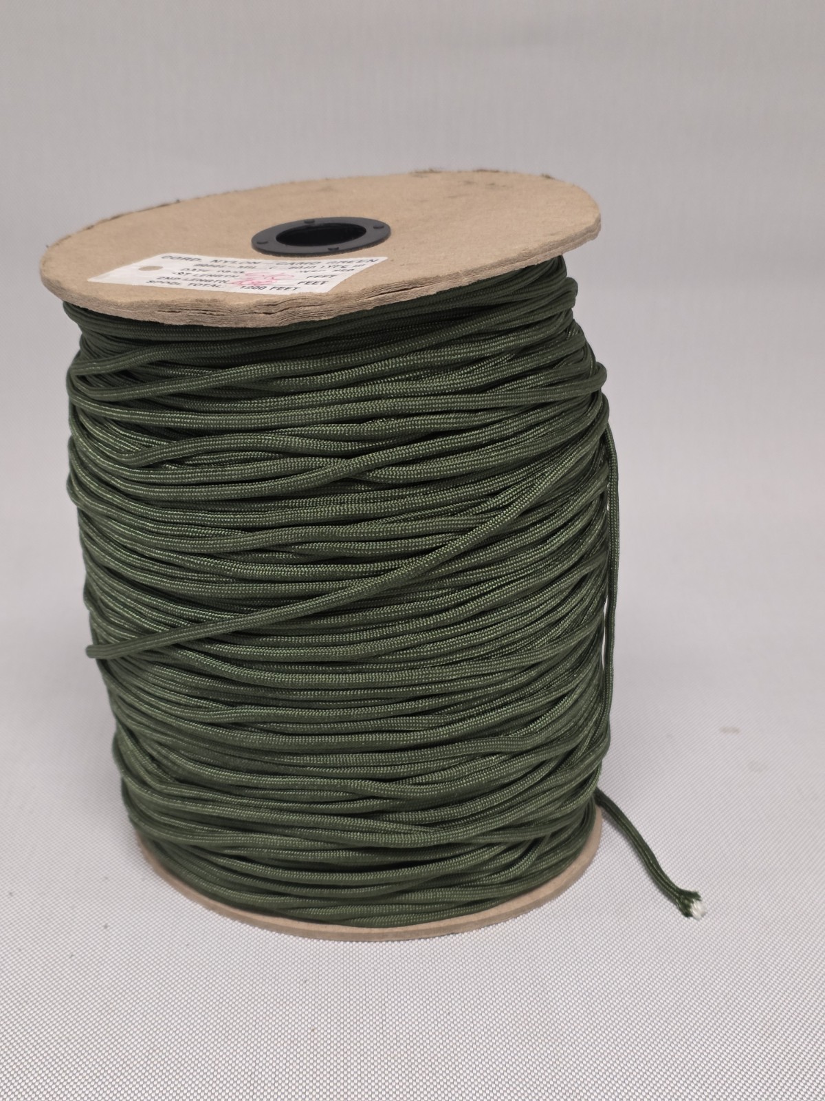 UsedNylon Utility Rope Cord Spool 1200 ft Camo Green W/ Approx 900 Feet Remain