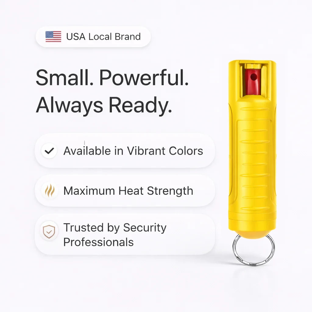 BURN Pepper Spray Keychcain Self Defense 1/2oz Security Case Yellow – 2 PACK